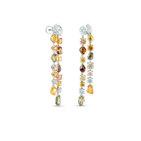 Talisman earrings in yellow gold and platinum