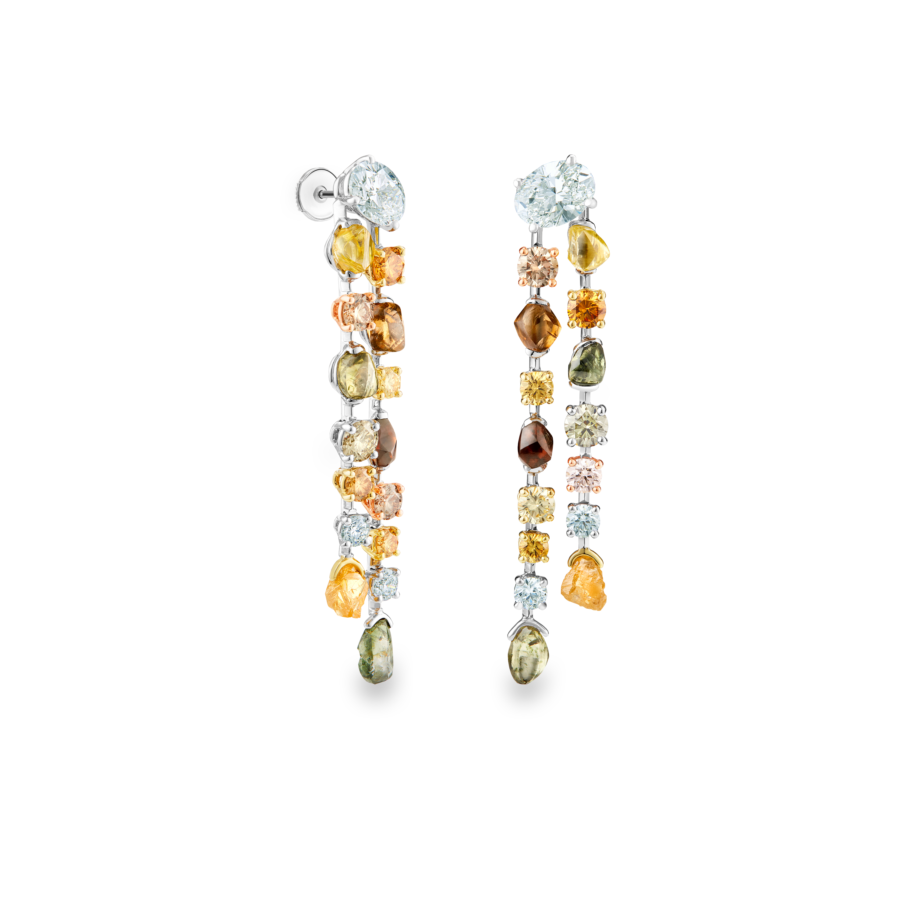 Talisman earrings in yellow gold and platinum, image 1