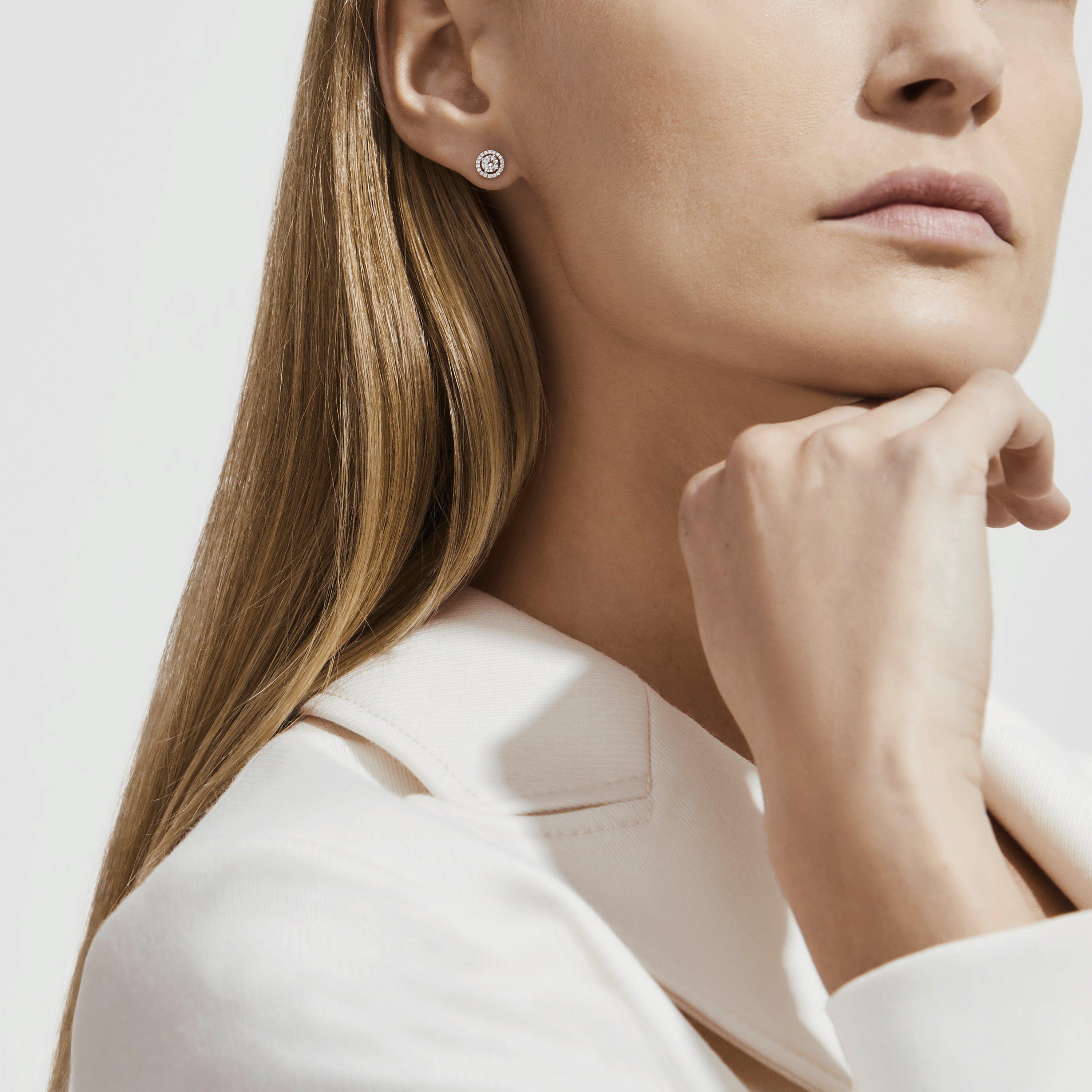 Aura 白金0.2克拉圓形鑽石耳釘, image 3