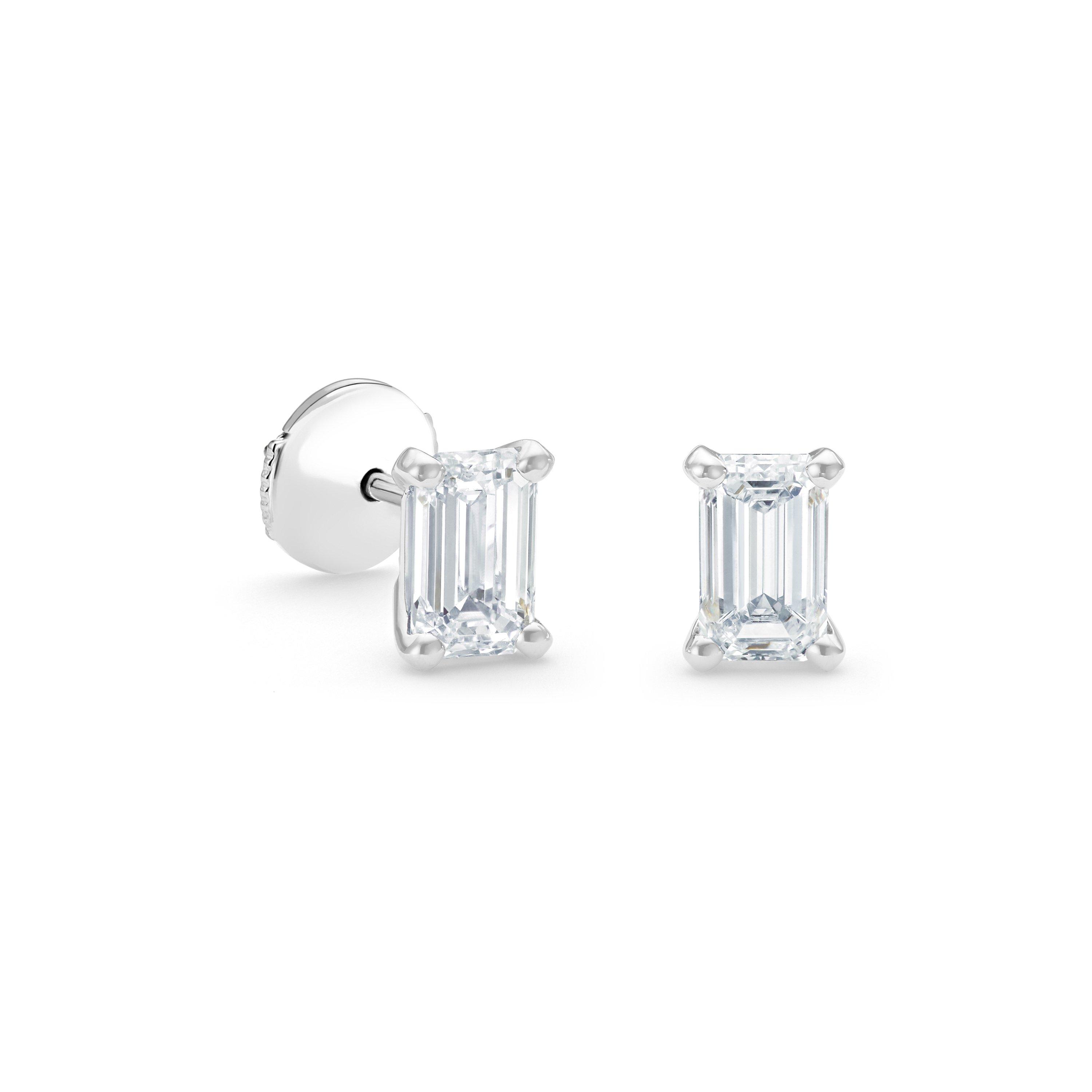 Debeers Db Classic Emerald-cut Diamond Studs In White
