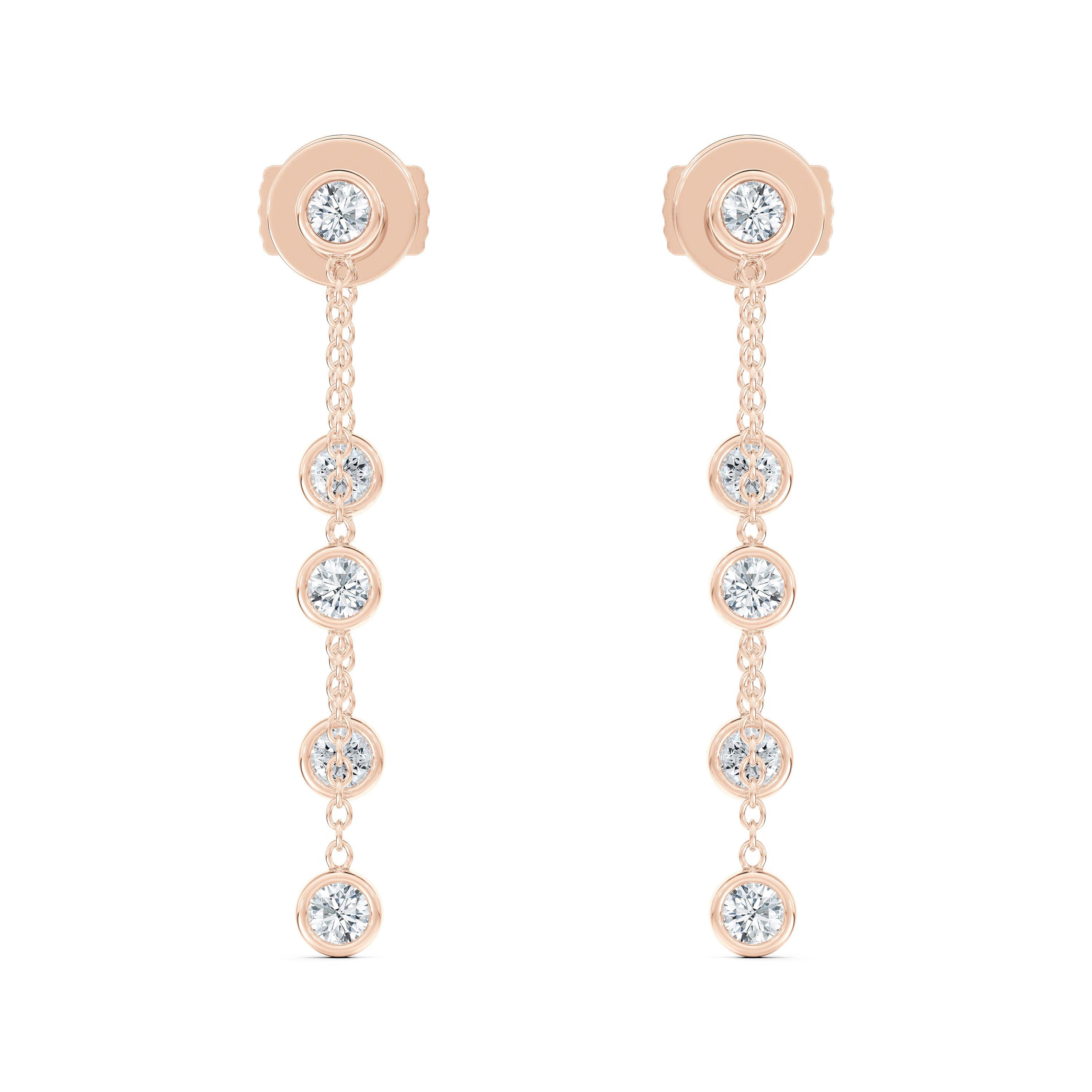 Boucles d'Oreilles Clea Cinq Diamants en Or Rose, image 1