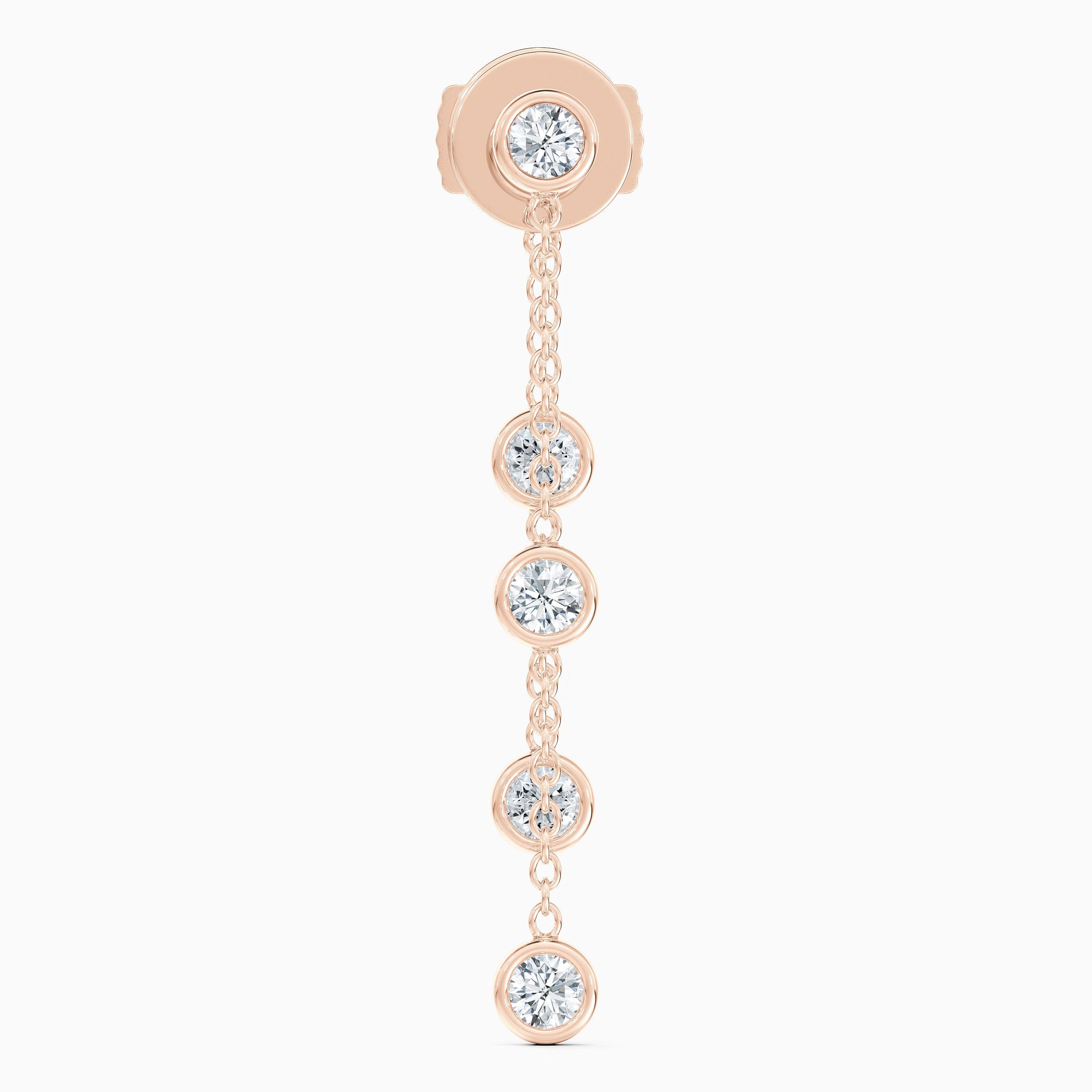 Boucles d'Oreilles Clea Cinq Diamants en Or Rose, image 2