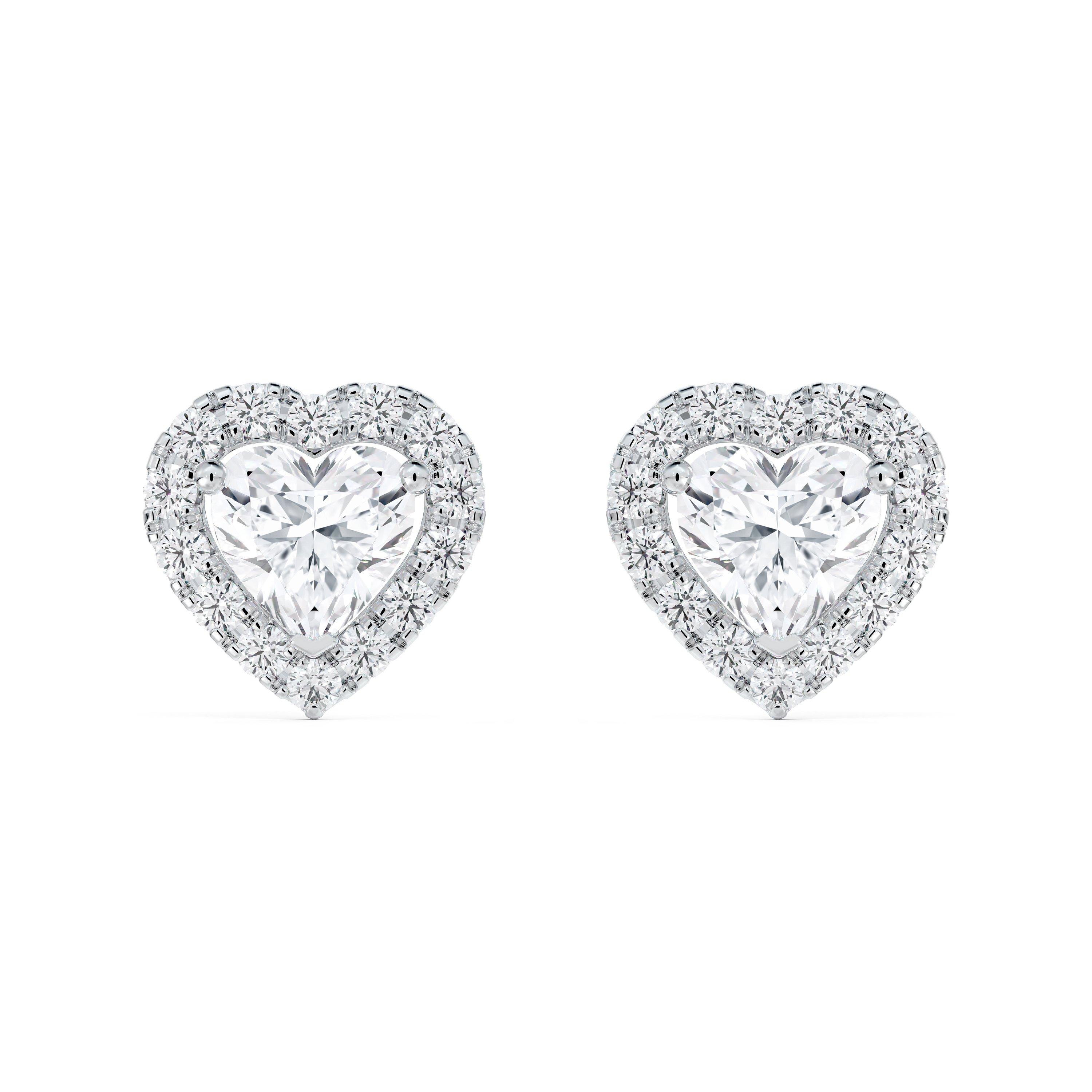 White gold store diamond heart earrings