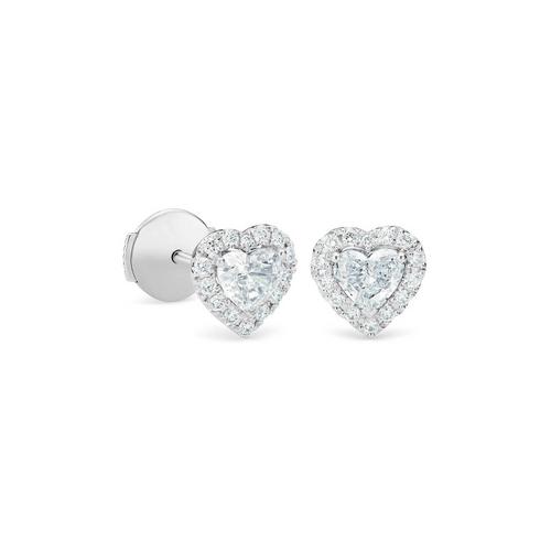 Debeers Aura Heart-shaped Diamond Earrings In Metallic