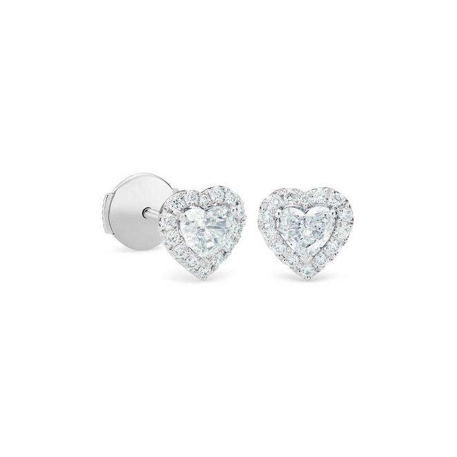 Aura heart-shaped diamond earrings in white gold