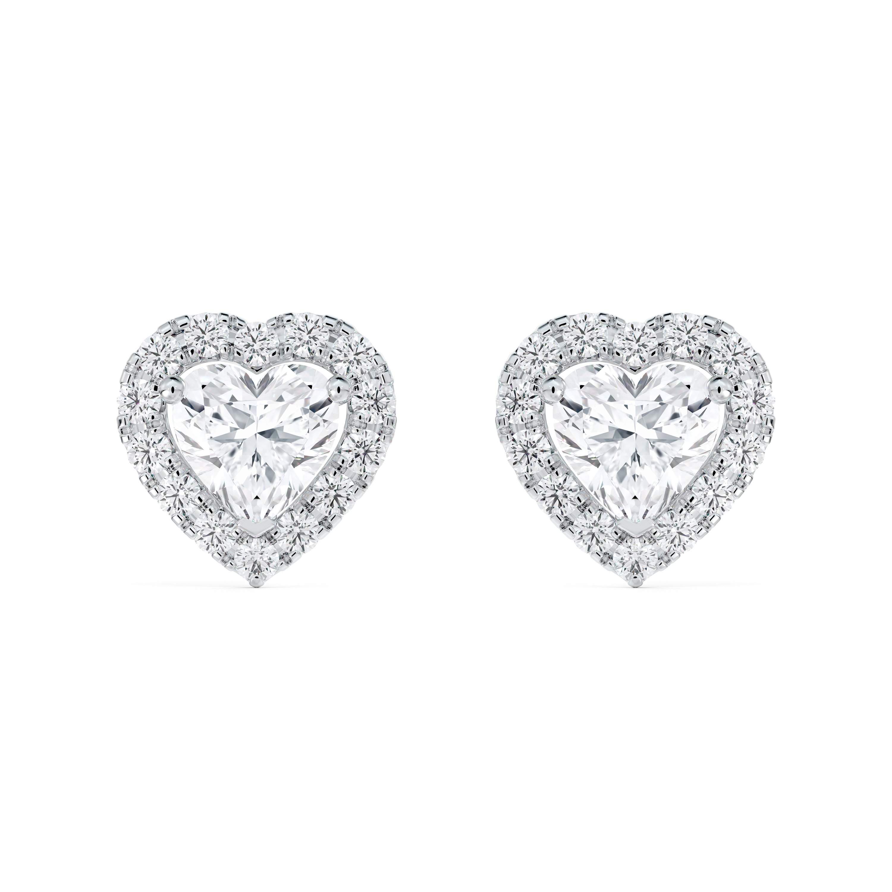 Aura Heart Shaped Diamond Earrings in White Gold