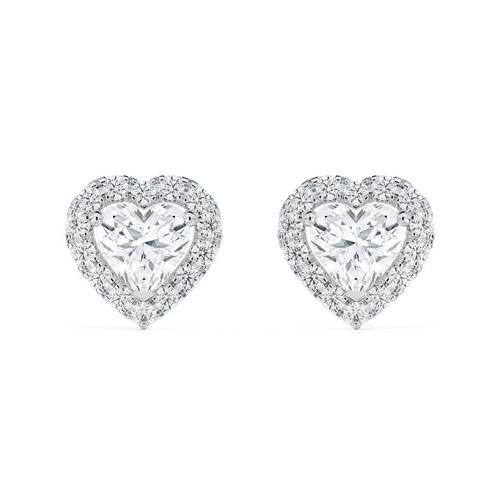 Aura heart shaped diamond earrings in white gold De Beers UK