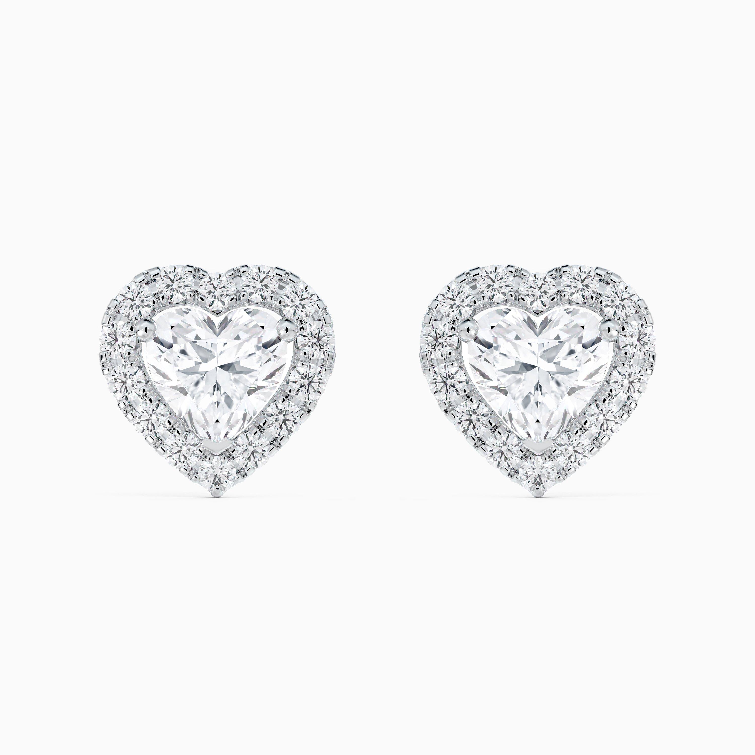 Aura Heart-Shaped Diamond Earrings in White Gold, image 1