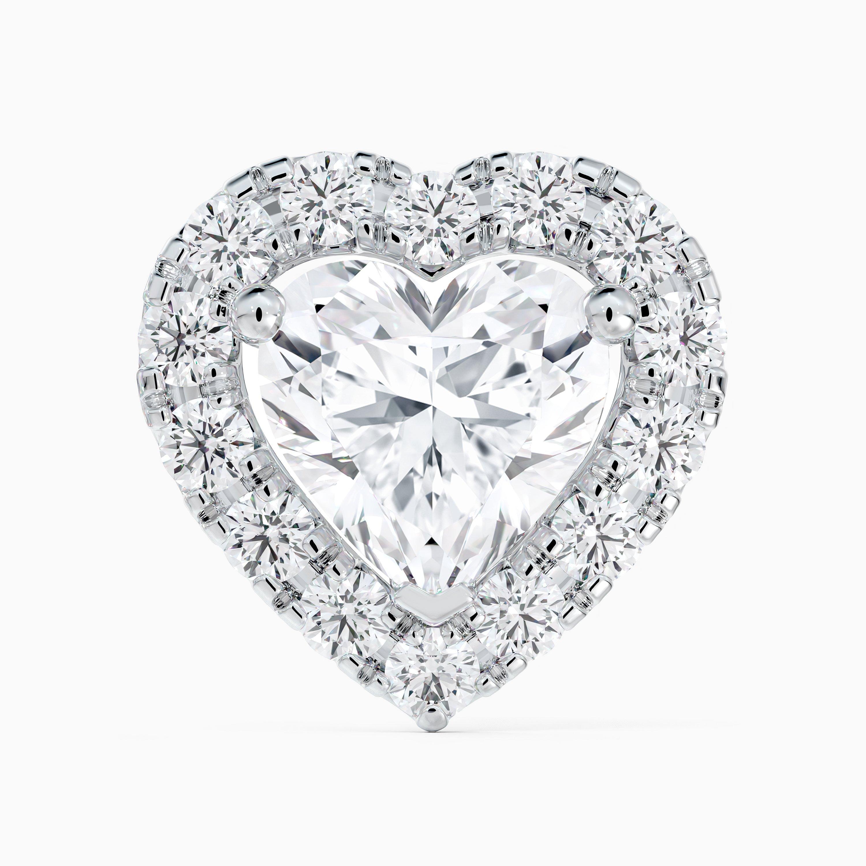 Aura Heart-Shaped Diamond Earrings in White Gold, image 2