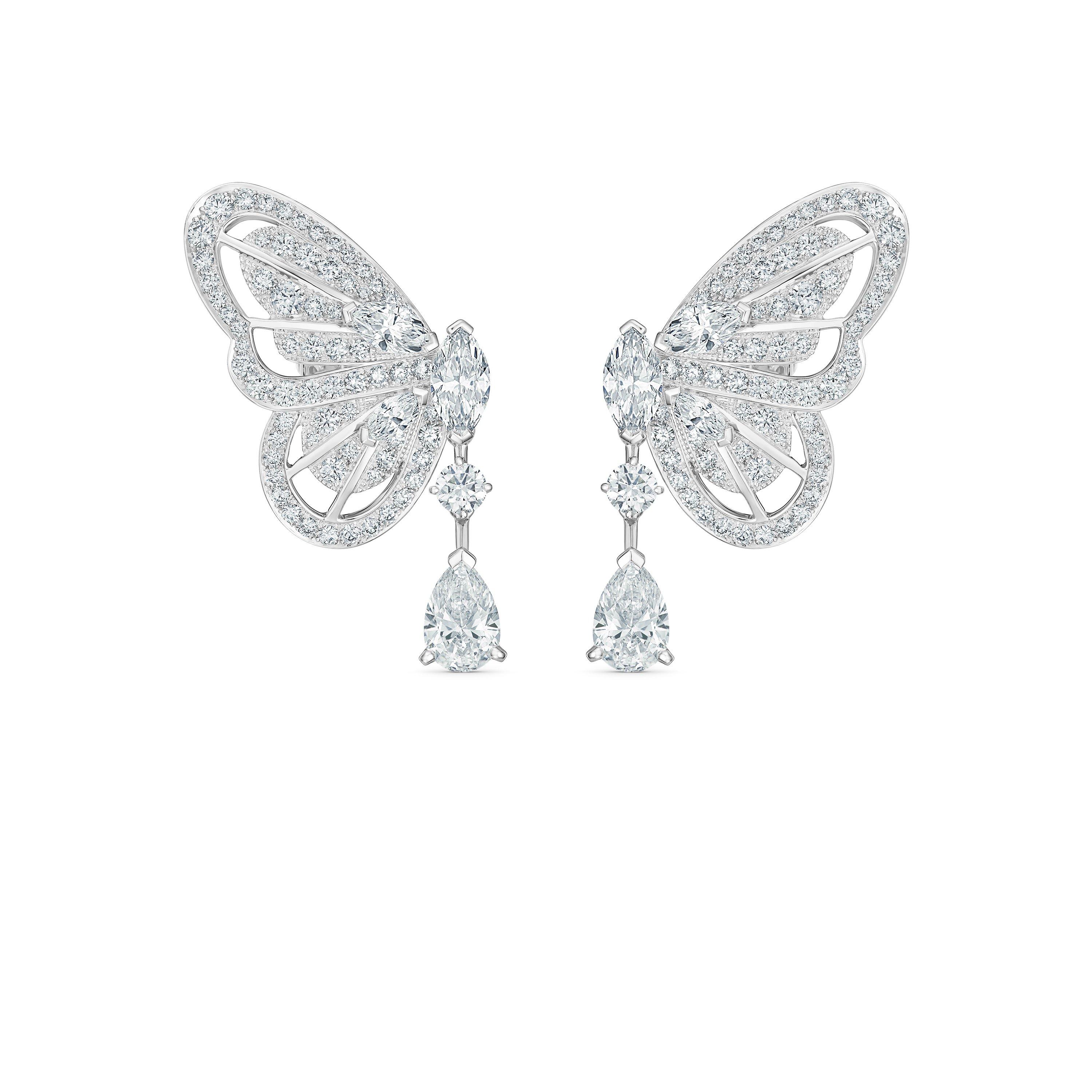 Boucles D'Oreilles Portraits of Nature Butterfly en Or Blanc