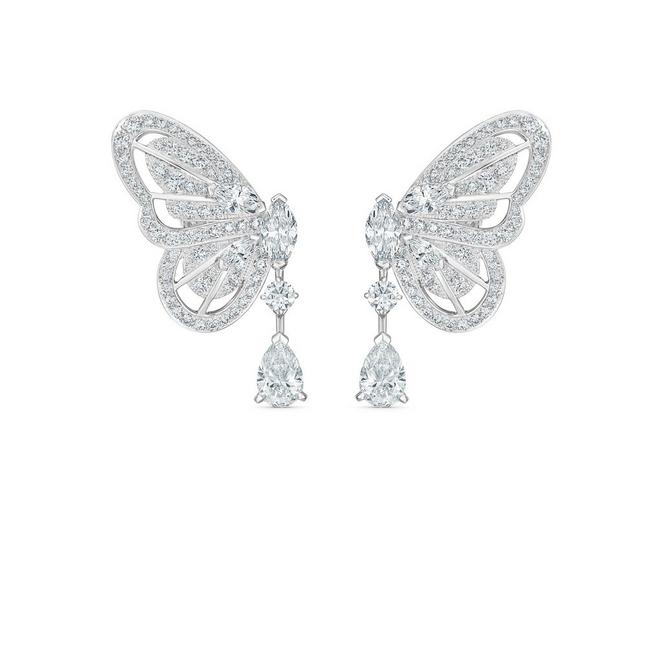 Butterfly earrings in white gold 