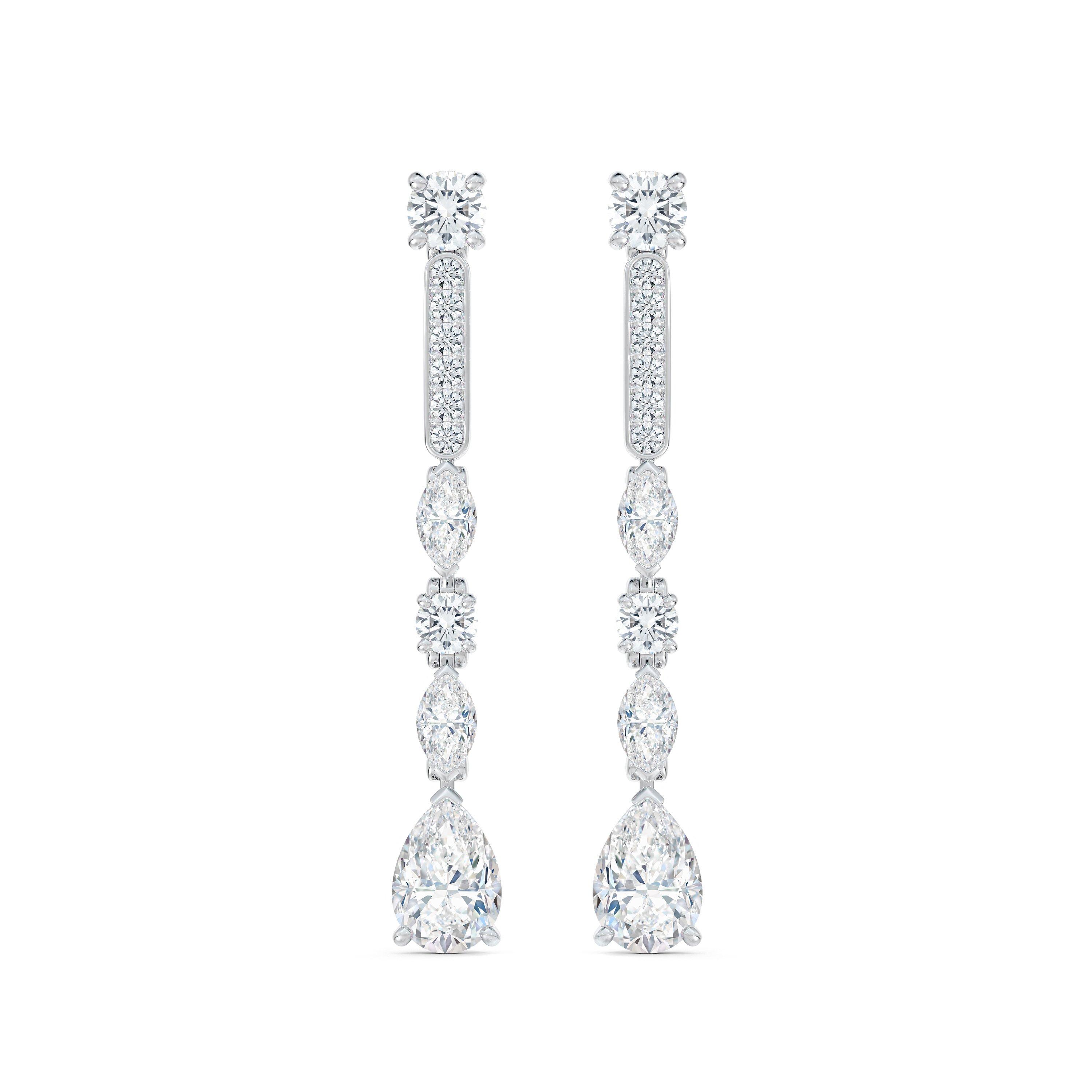 Boucles D'Oreilles Courtes Snow Dance en Or Blanc