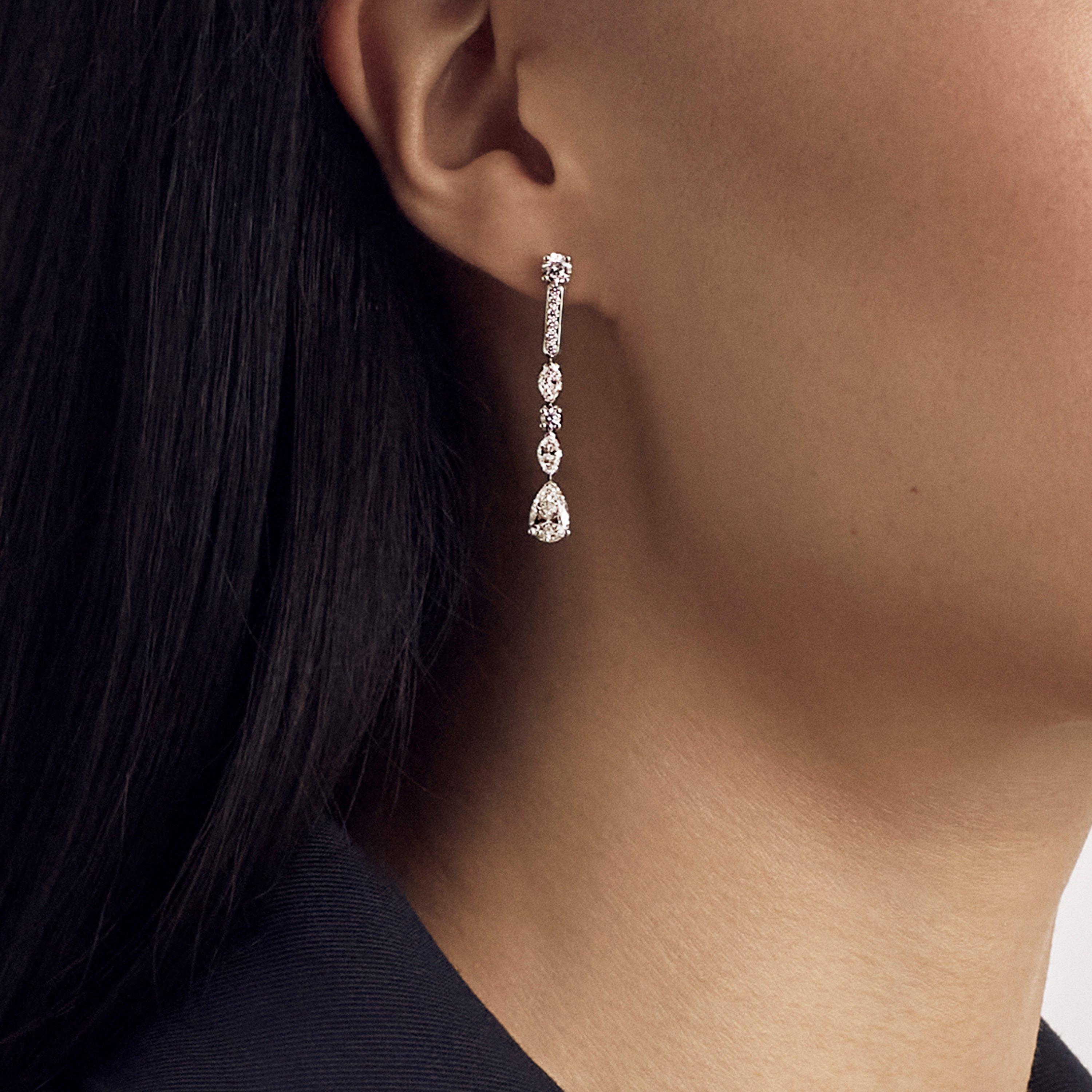 Boucles D'Oreilles Courtes Snow Dance en Or Blanc, image 3