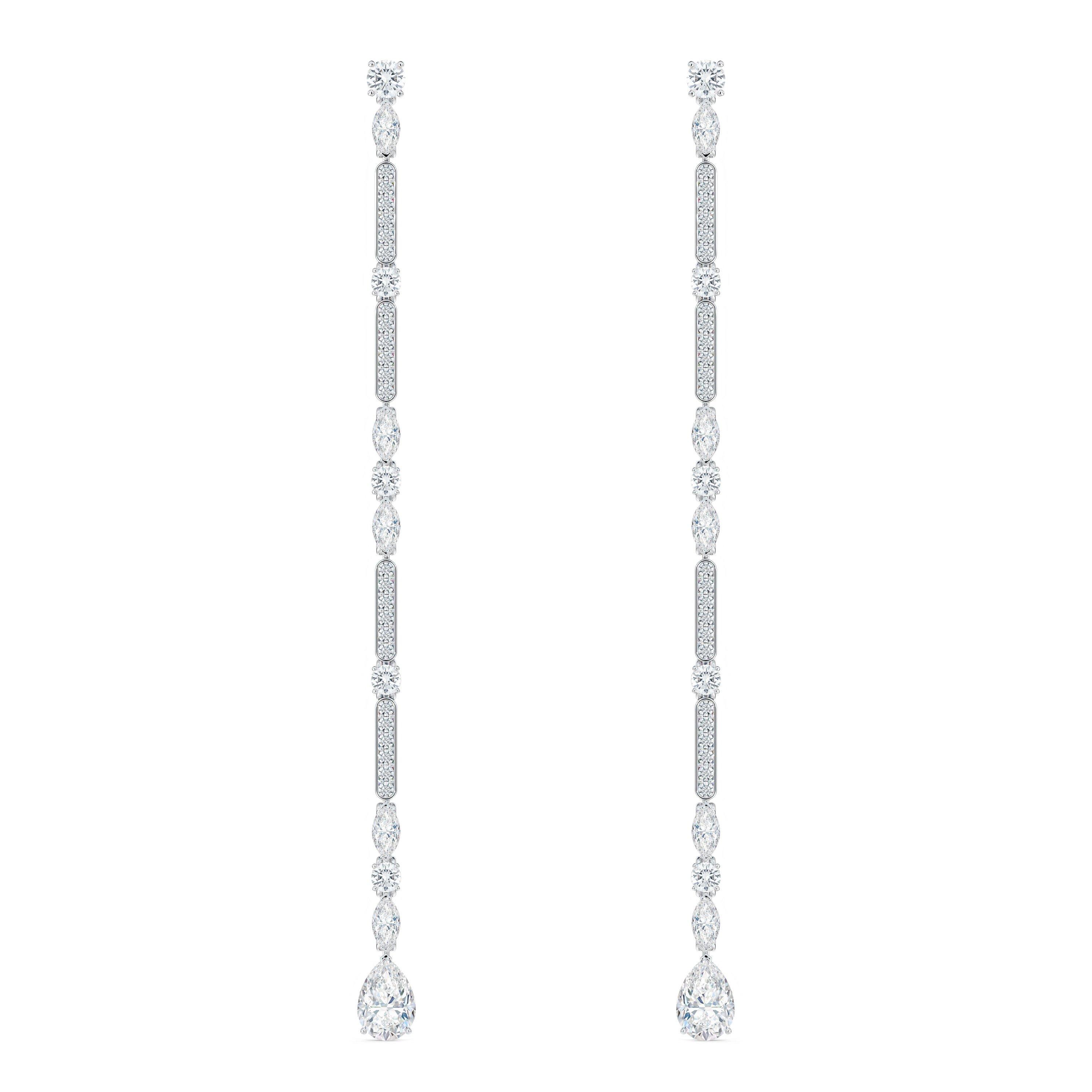 Boucles D'Oreilles Longues Snow Dance en Or Blanc