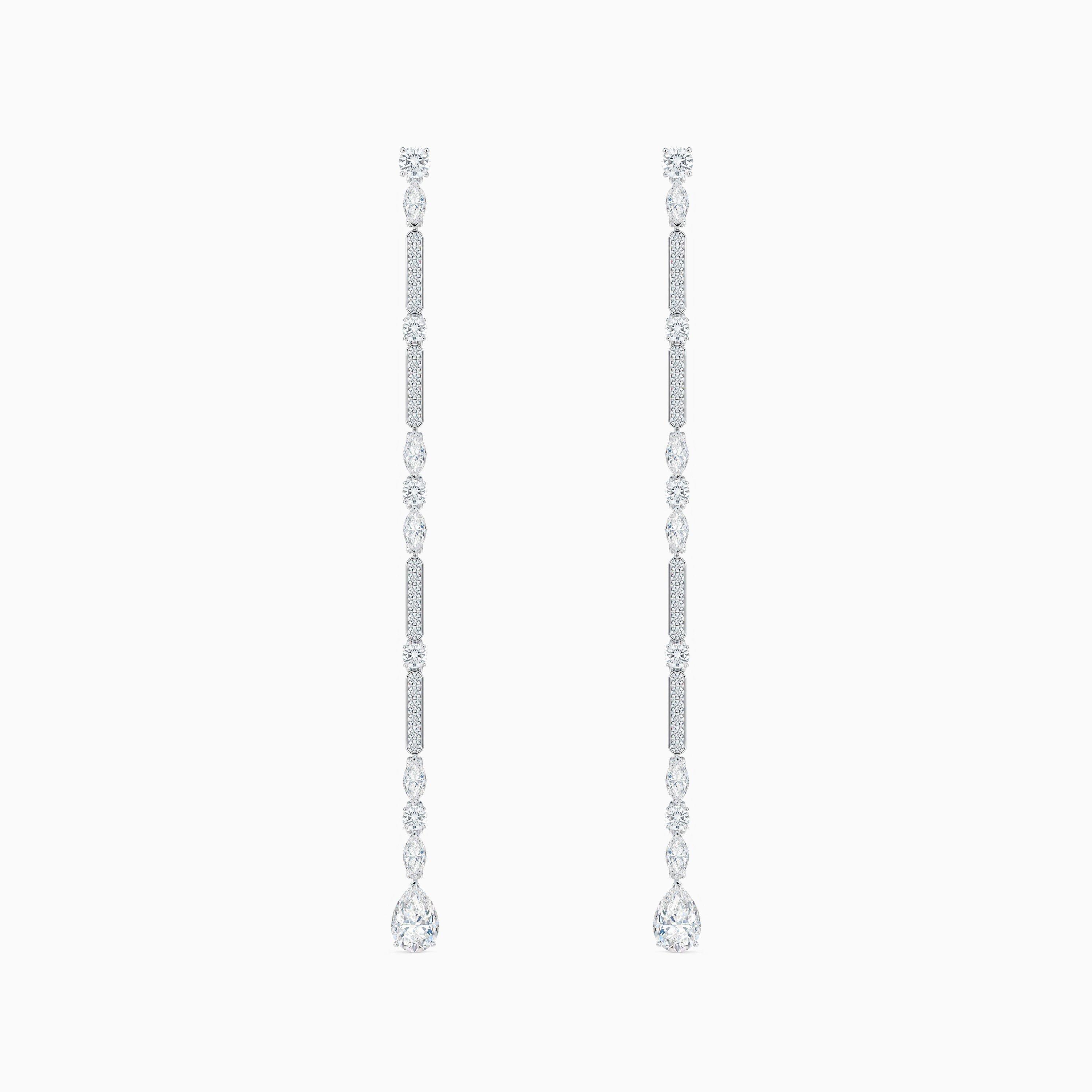 Snow Dance Long Earrings in White Gold, image 1