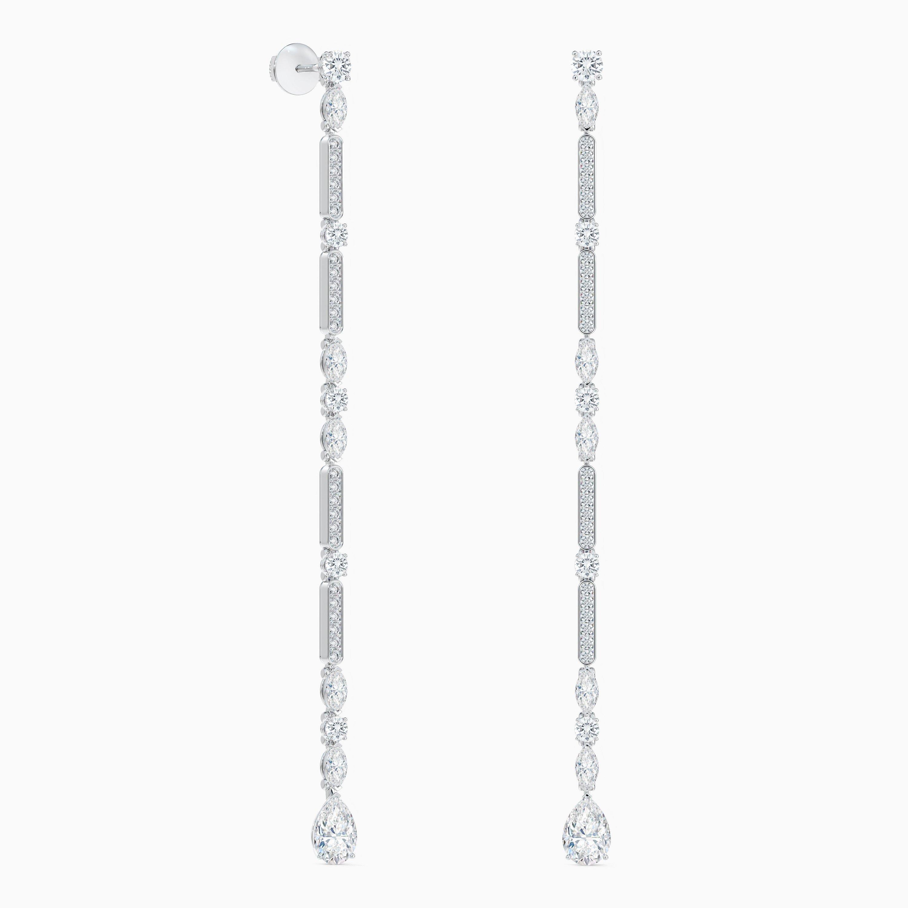 Boucles D'Oreilles Longues Snow Dance en Or Blanc, image 5