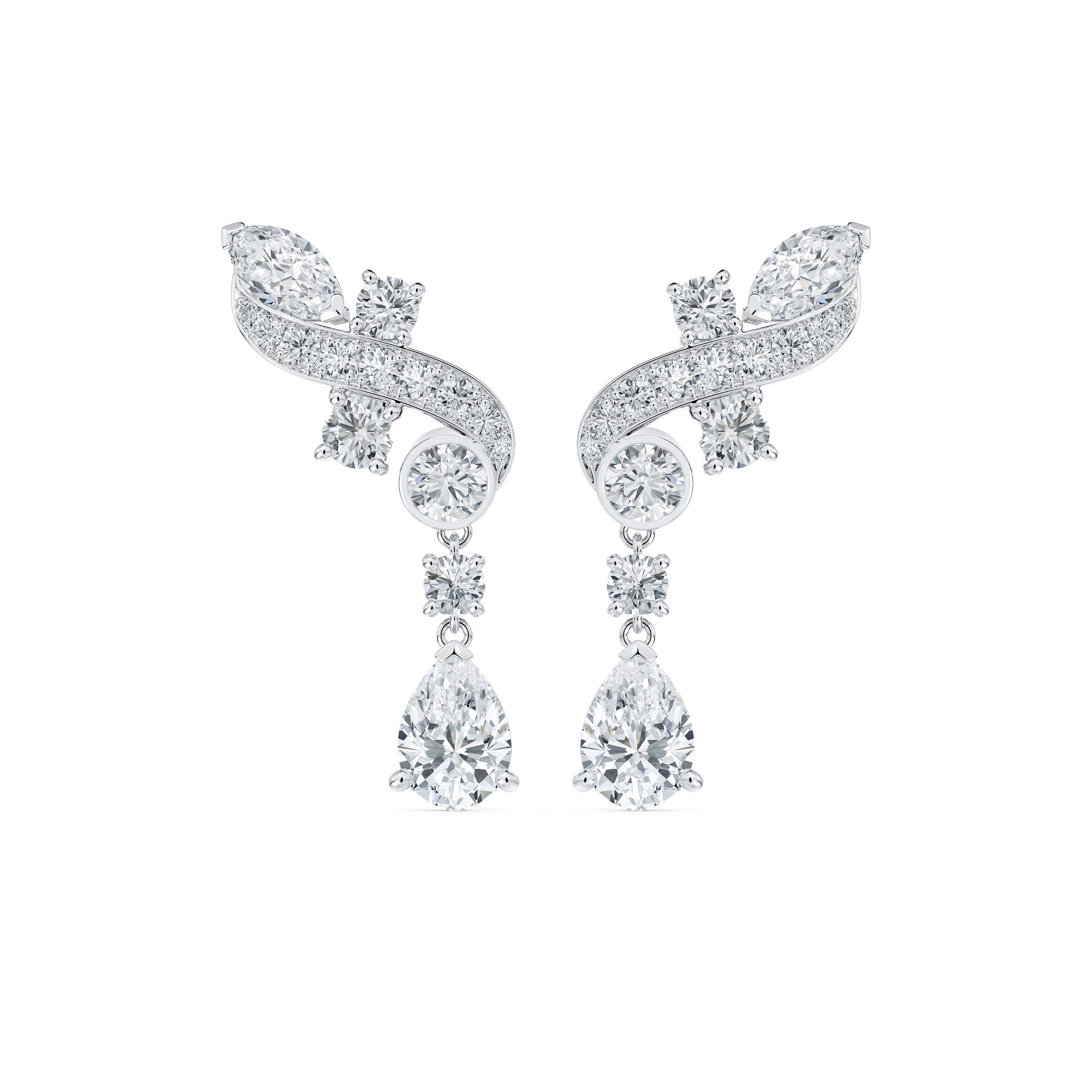 Boucles D'Oreilles Montantes Adonis Rose en Or Blanc