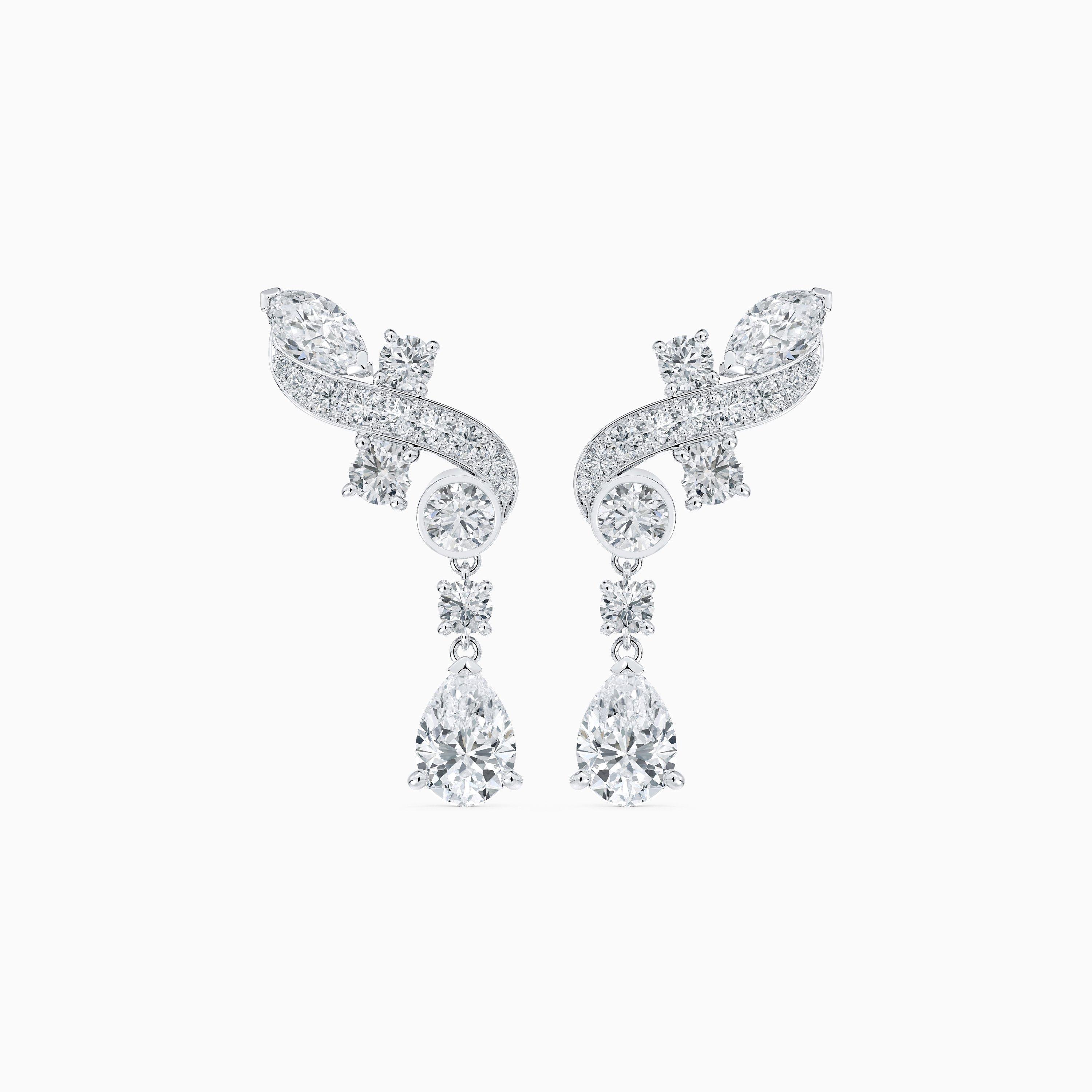 Adonis Rose Climber Earrings in White Gold, image 1