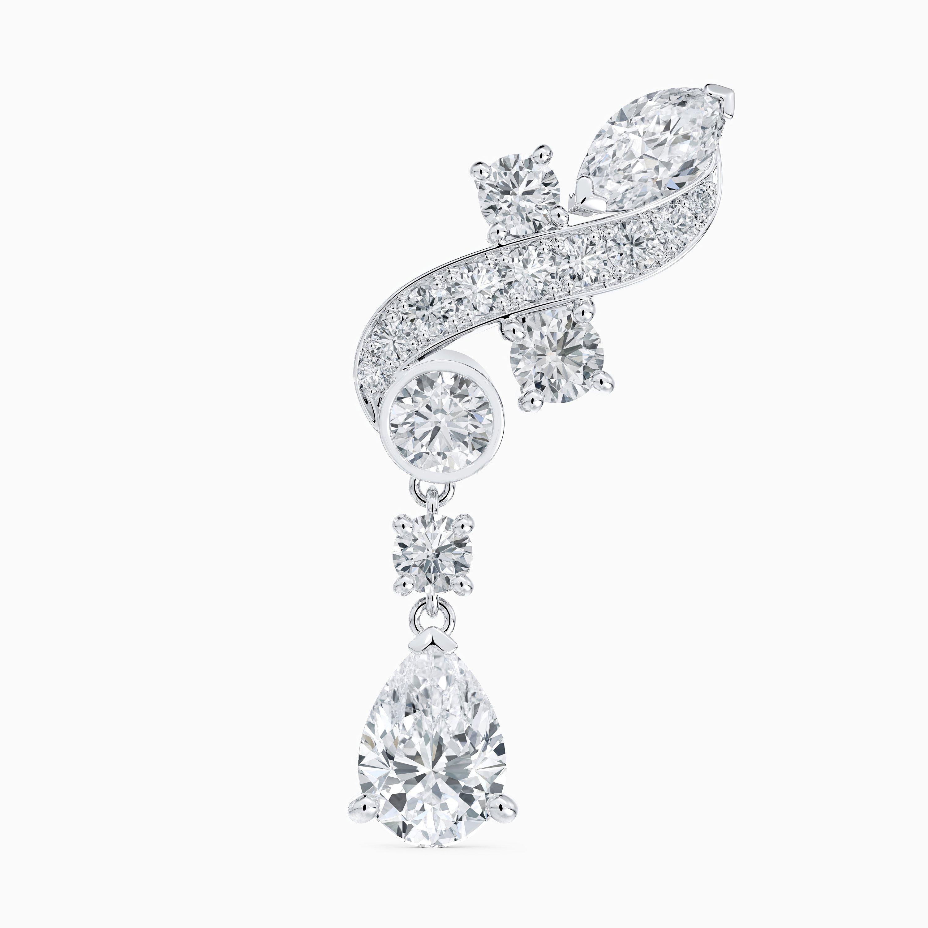 Adonis Rose Climber Earrings in White Gold, image 2