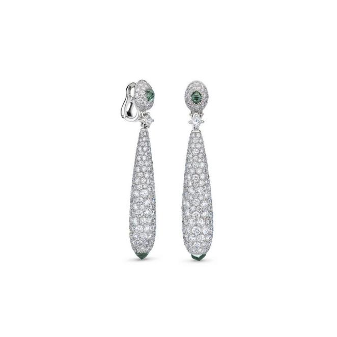 Talisman cocktail earrings in white gold