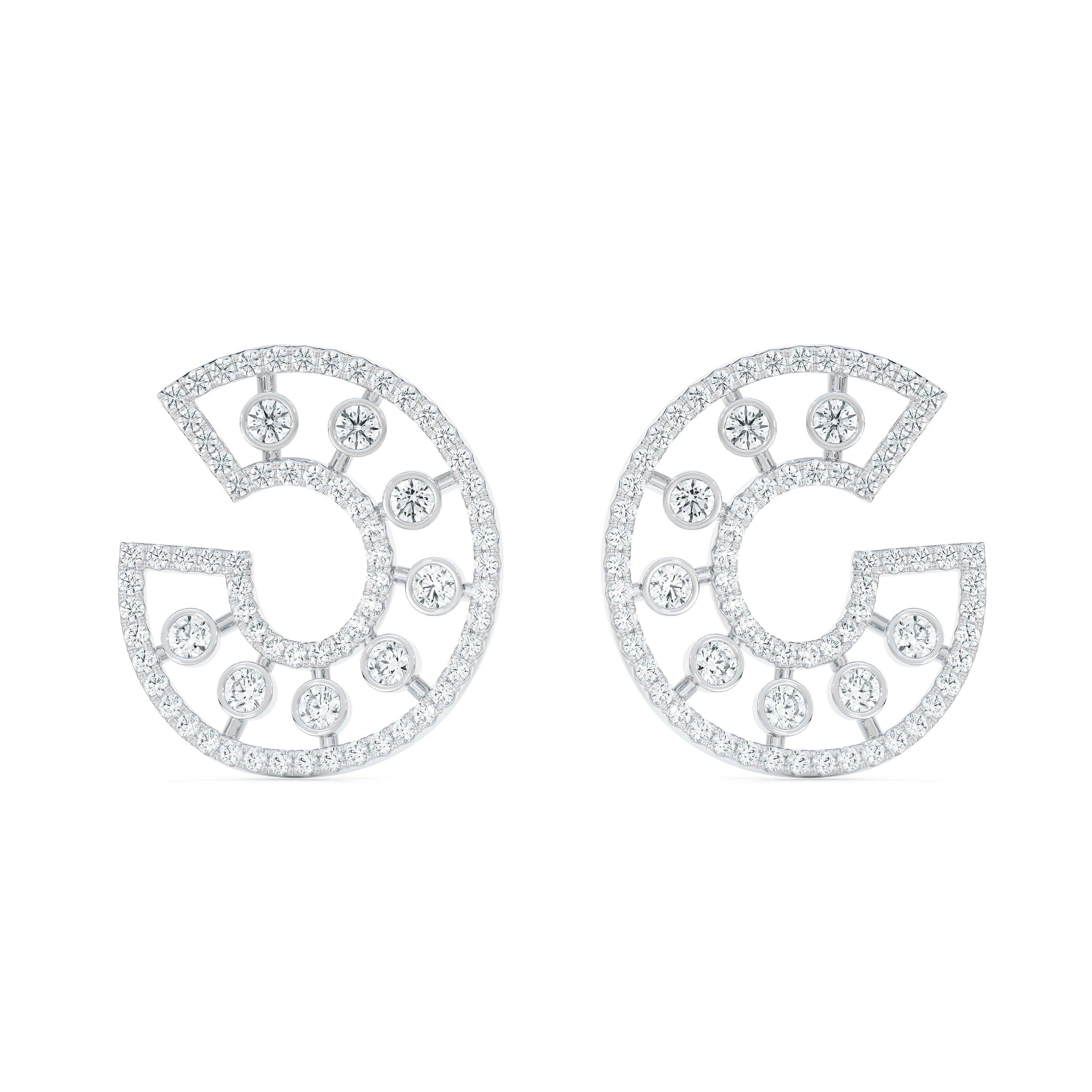 Dewdrop Hoop 白金鉆石耳環, image 1