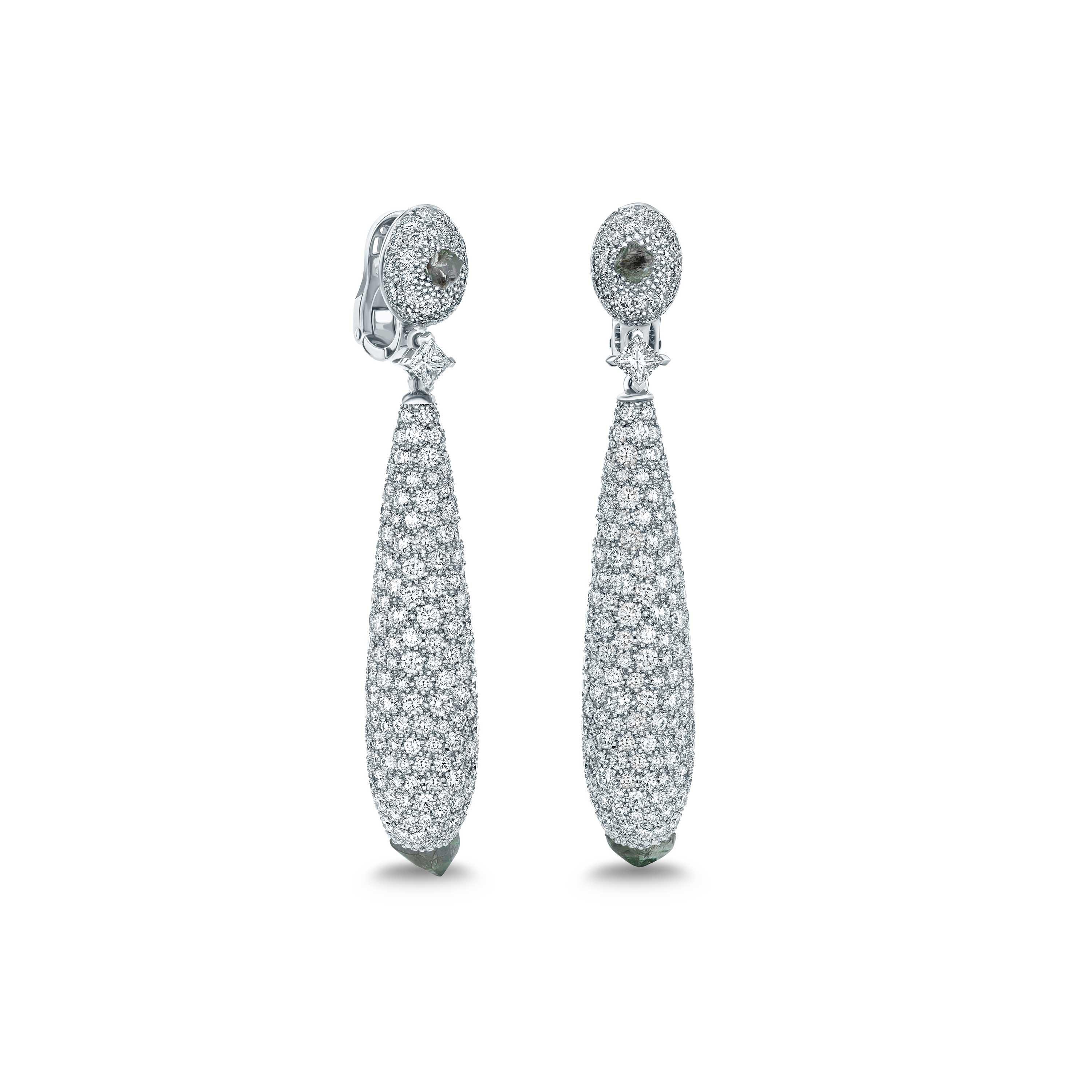 Talisman cocktail earrings in white gold, image 1