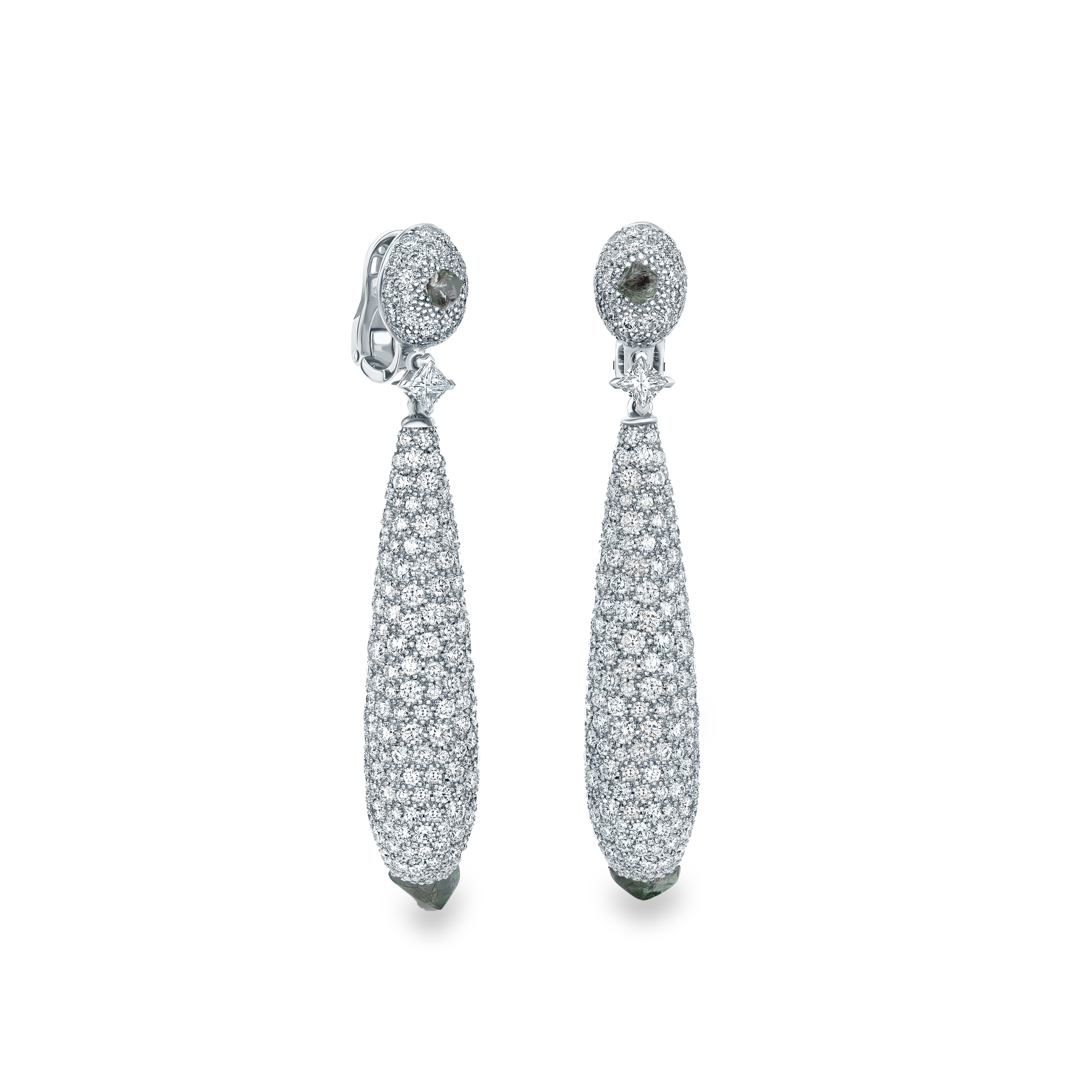 Talisman cocktail earrings in white gold, image 1