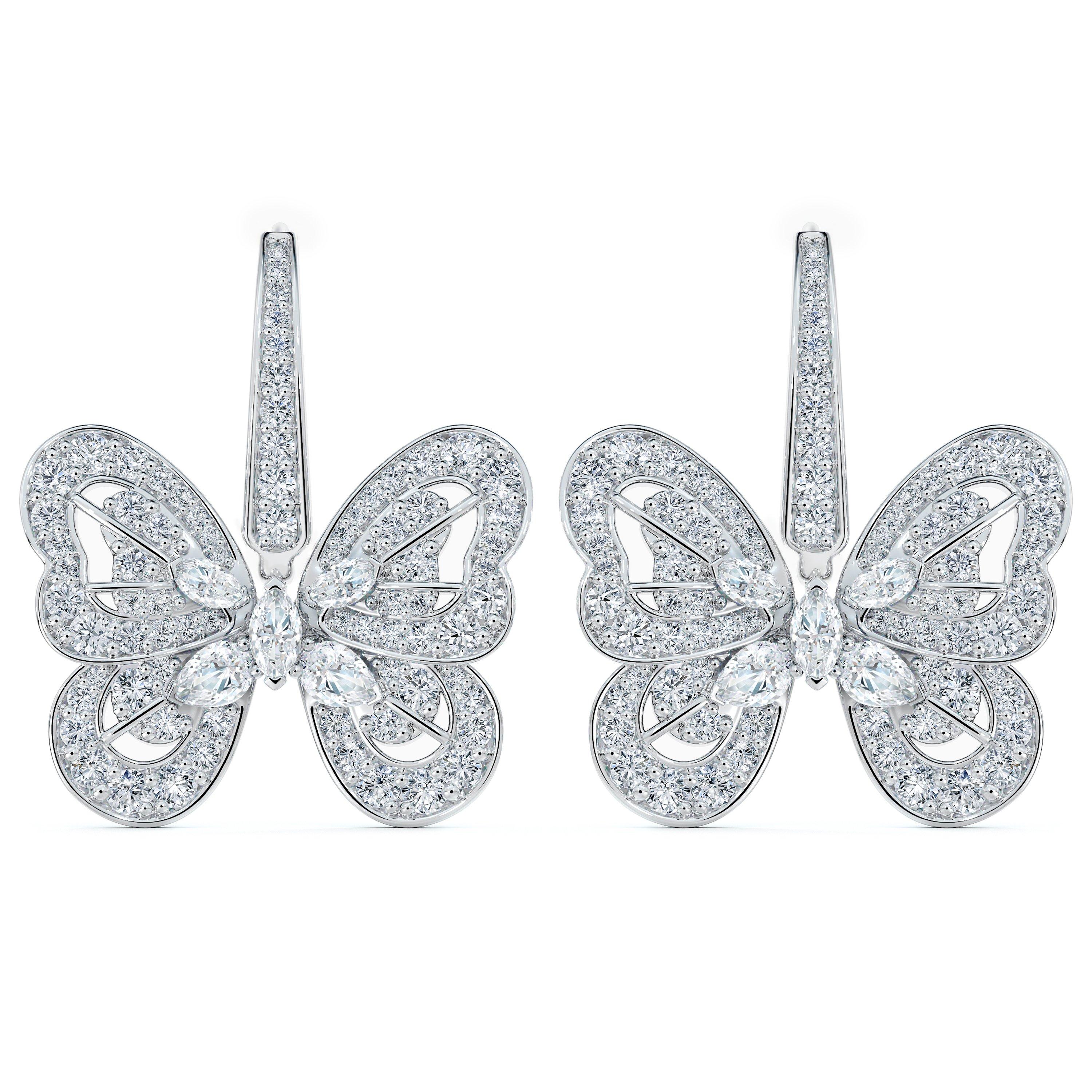 Portraits of Nature butterfly earrings in white gold