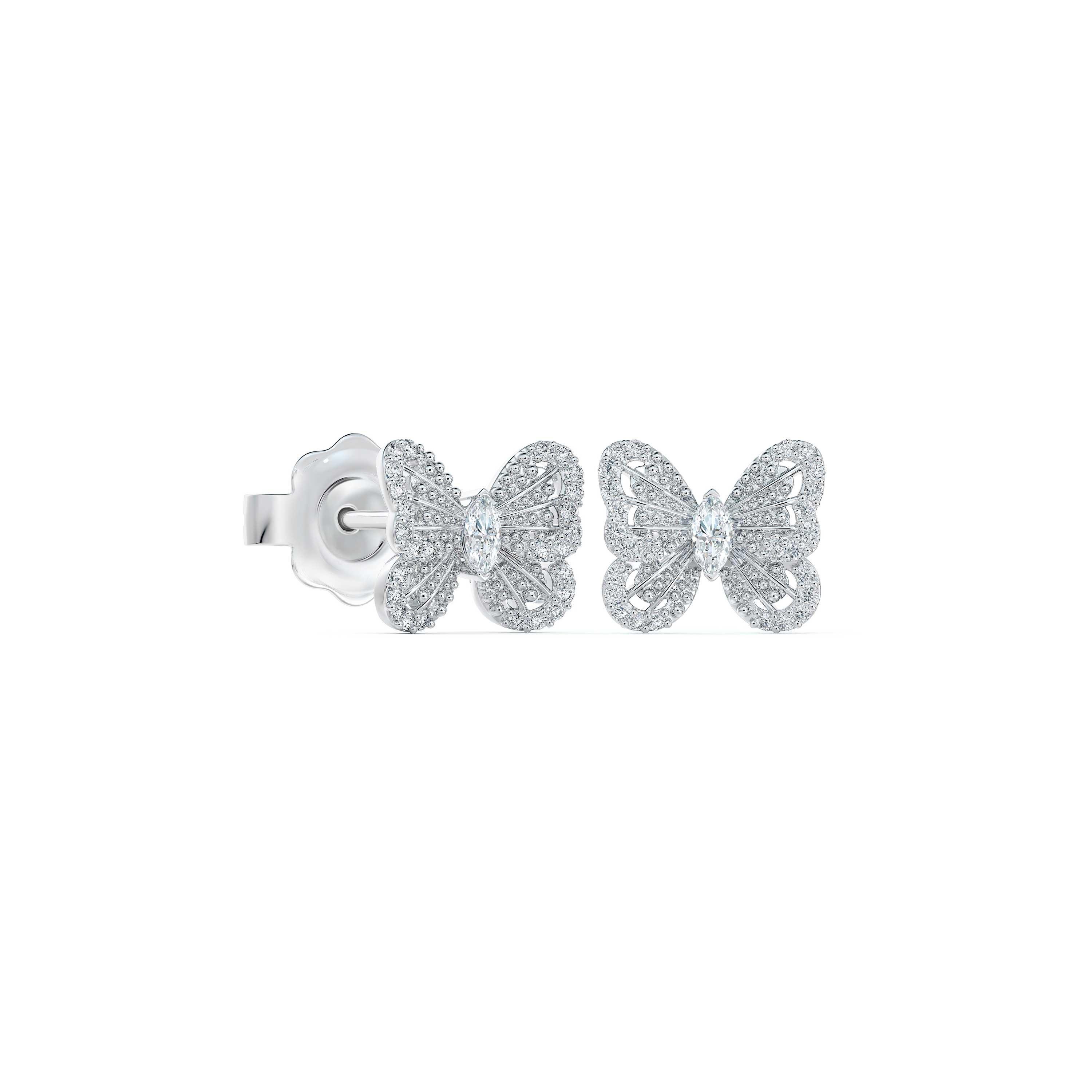 Portraits of Nature butterfly studs in white gold, image 1