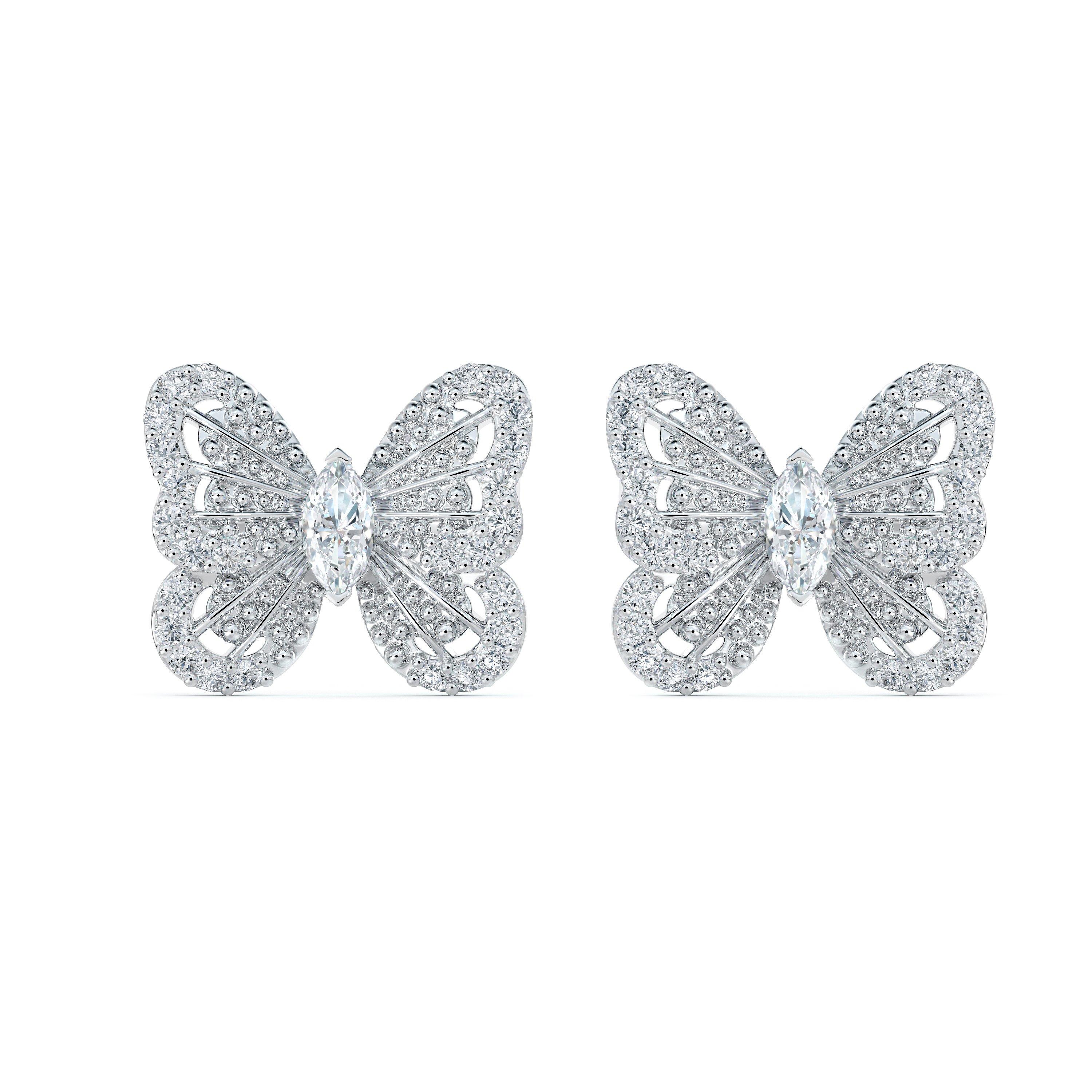 White gold deals butterfly stud earrings