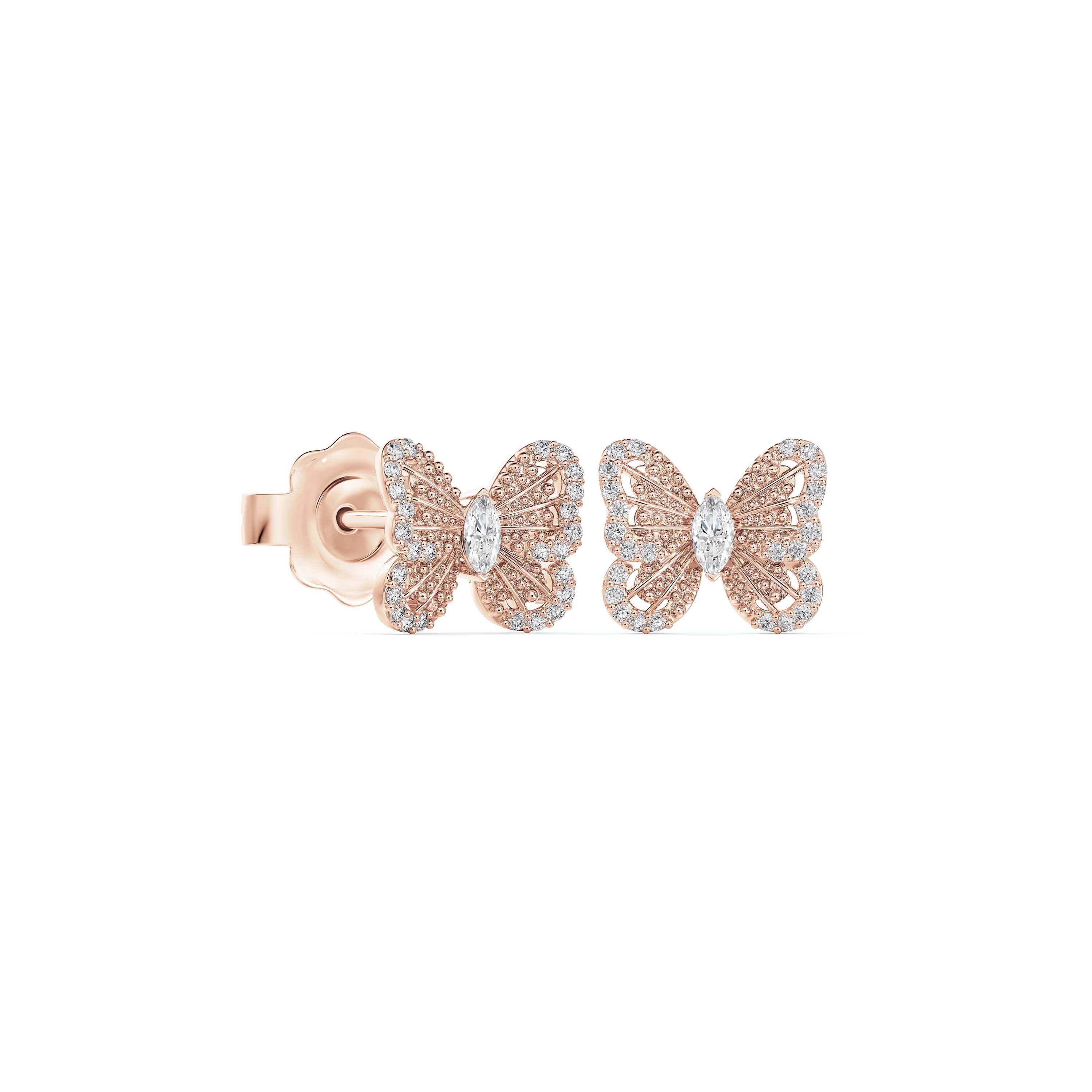 Portraits of Nature butterfly studs in rose gold, image 1