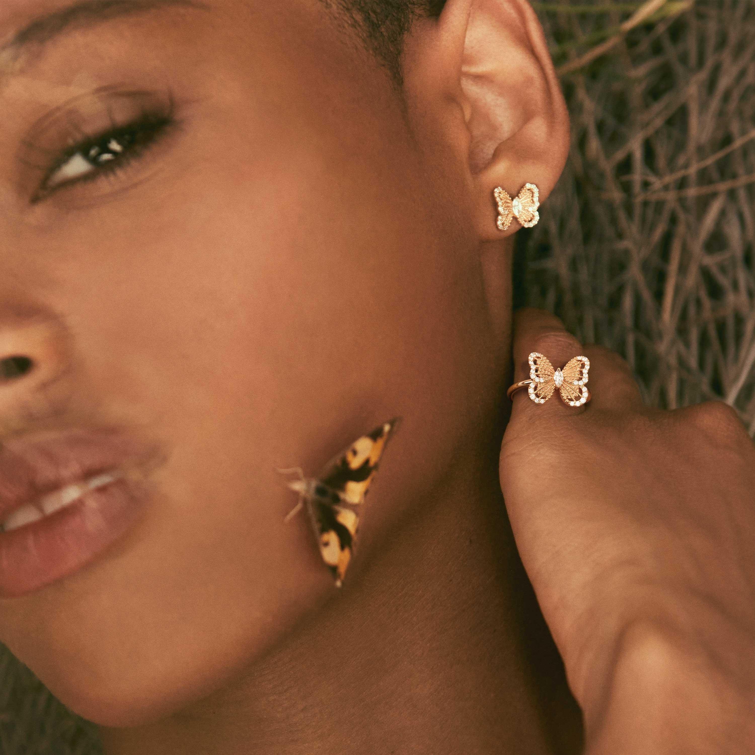 Portraits of Nature butterfly studs in rose gold, image 2