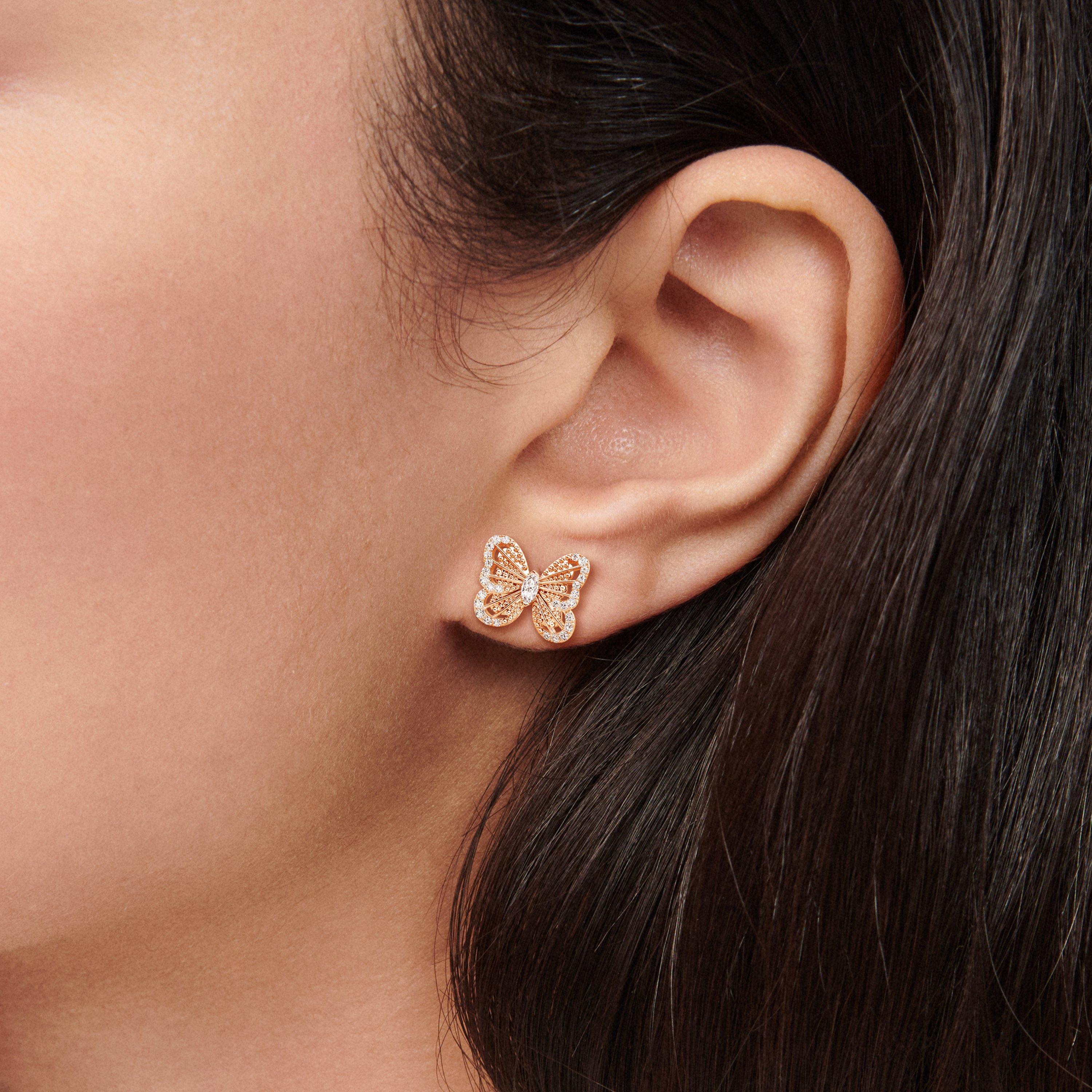 Portraits of Nature butterfly studs in rose gold, image 3