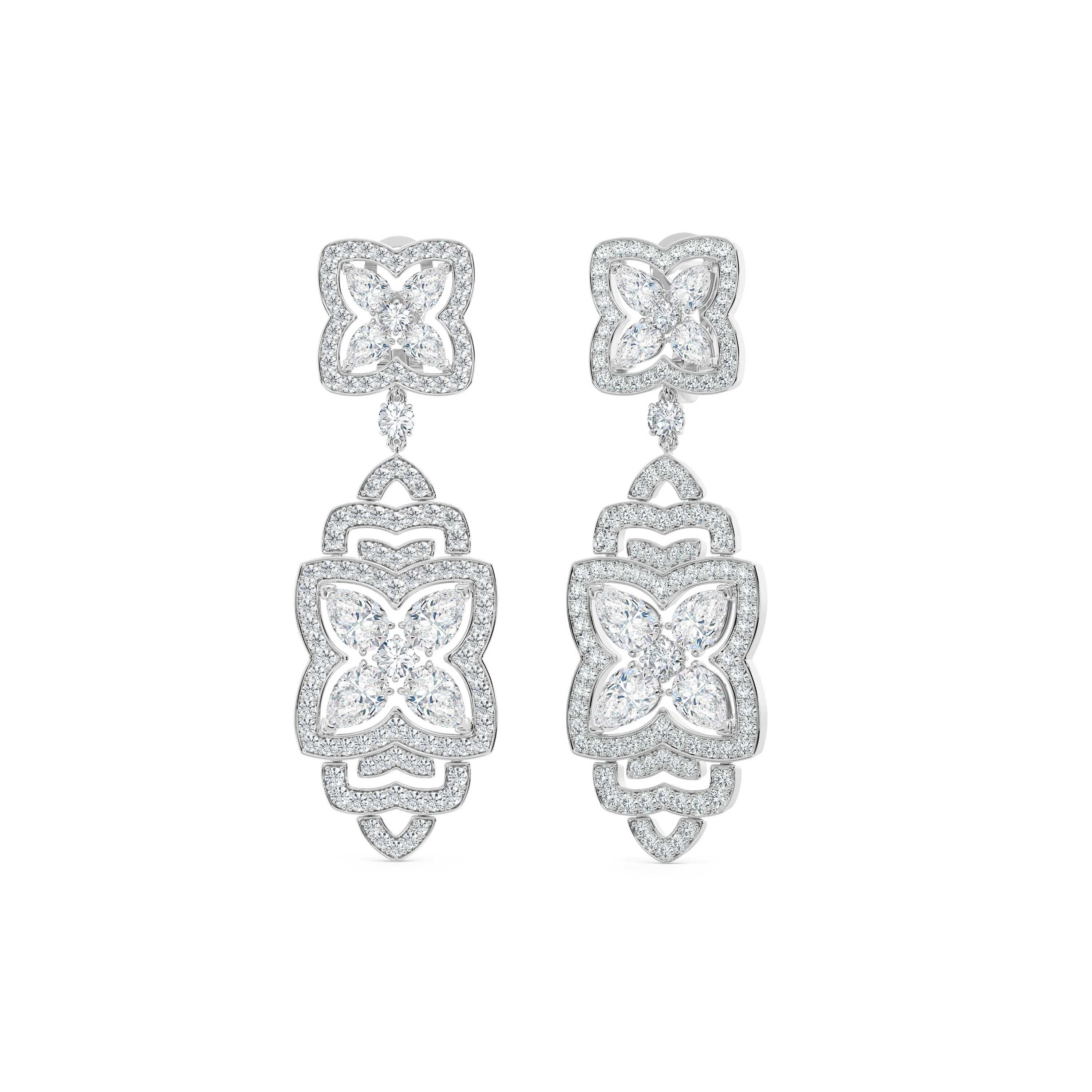 Enchanted Lotus Drop Earrings in white gold, image 1