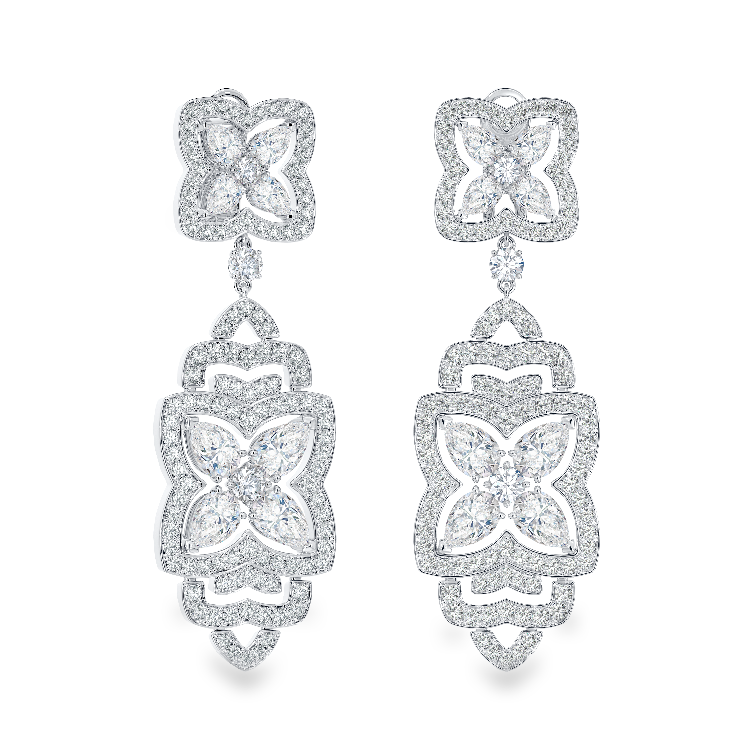 Enchanted Lotus Drop Earrings in white gold Enchanted Lotus Drop Earrings in white gold, image 1
