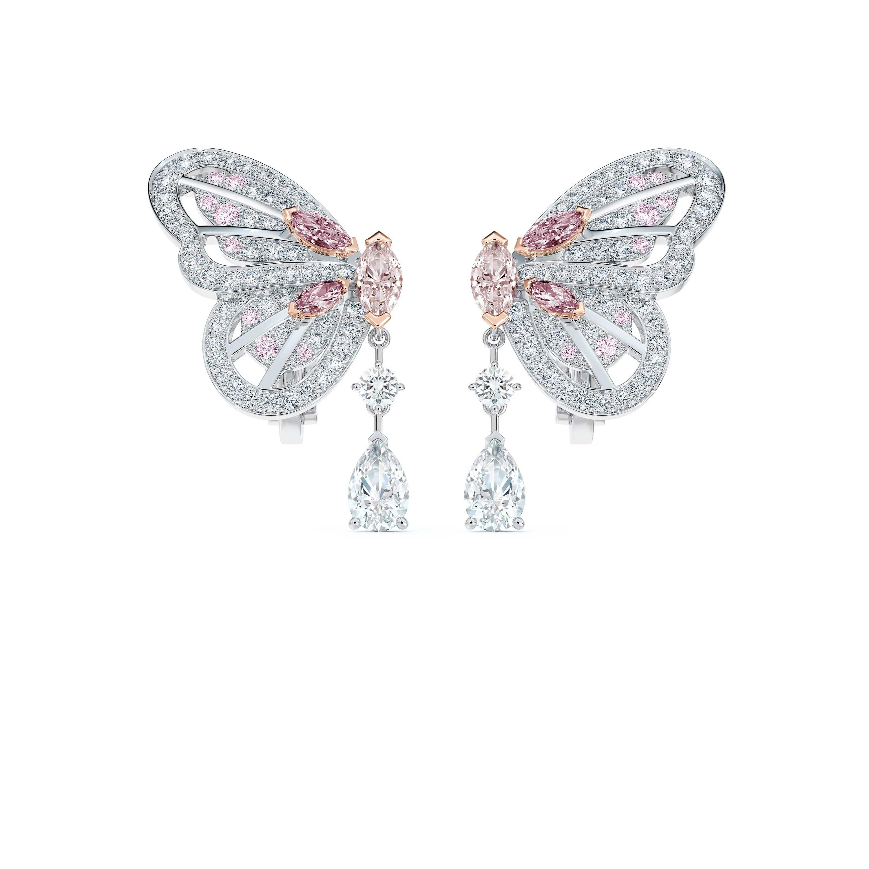 Boucles D’Oreilles Portraits of Nature Butterfly Diamants Roses, image 1