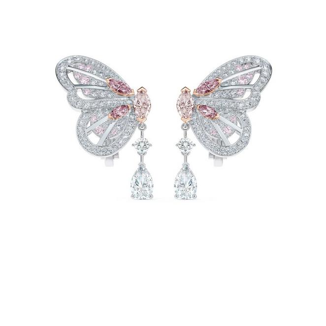 Boucles d’oreilles Portraits of Nature butterfly diamants roses