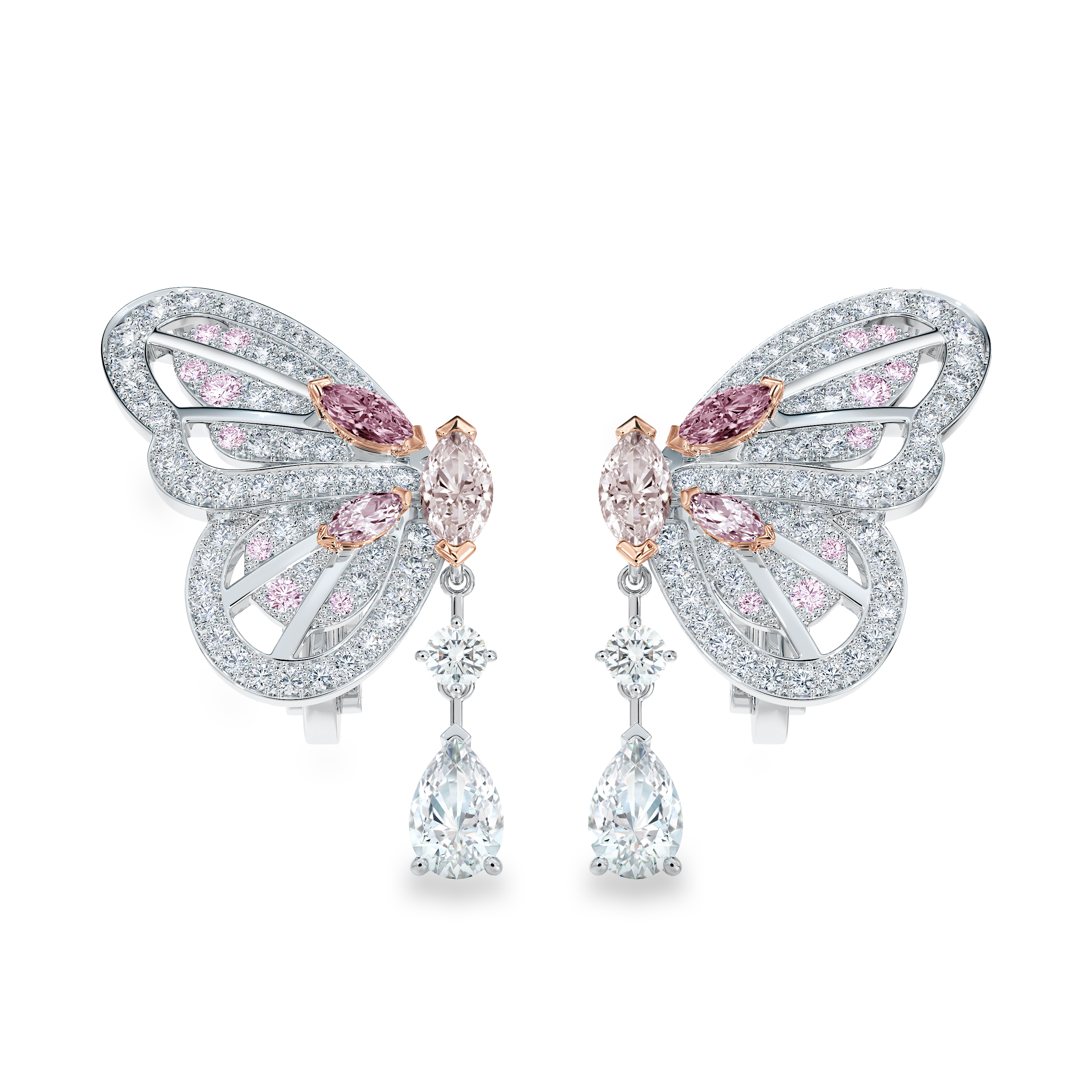 Boucles D’Oreilles Portraits of Nature Butterfly Diamants Roses, image 1