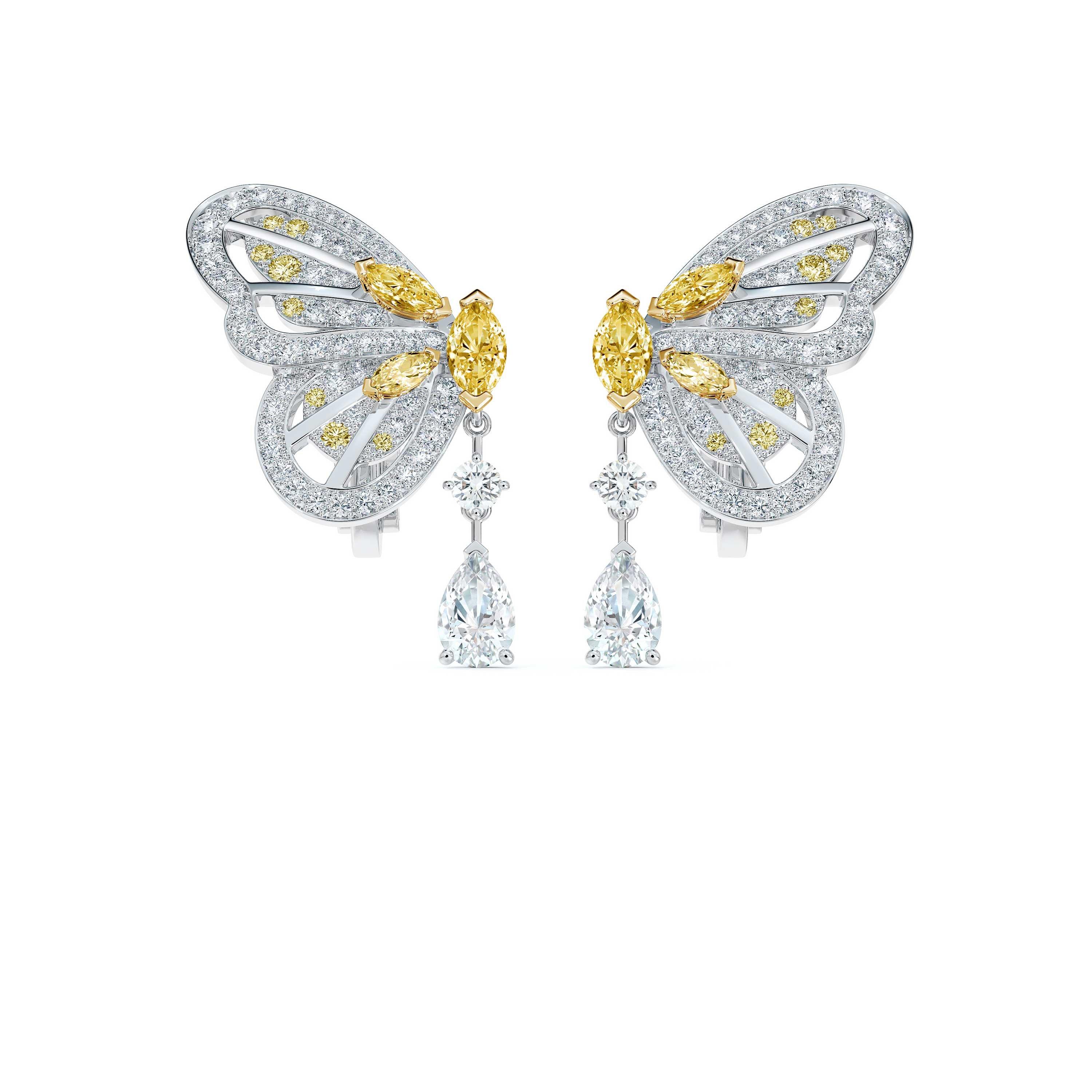 Boucles D’Oreilles Portraits of Nature Butterfly Diamants Jaunes