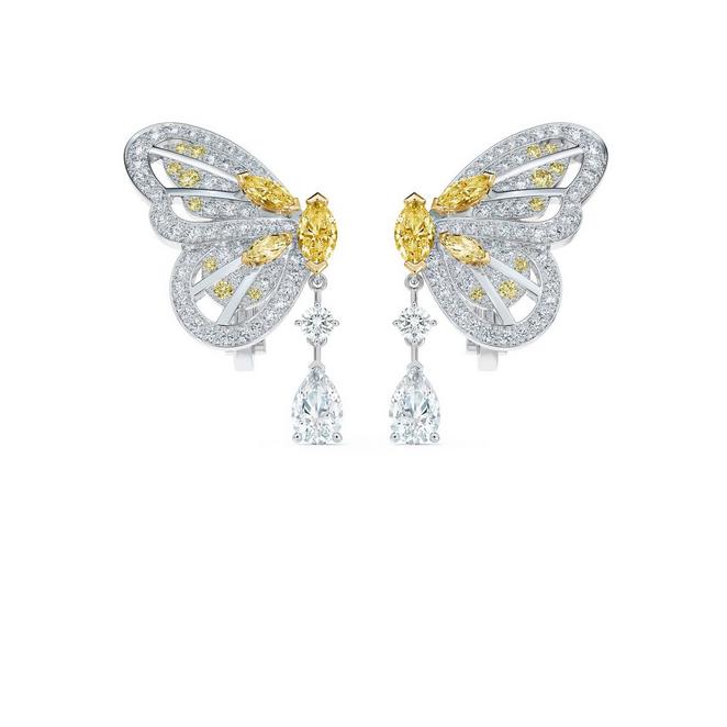 Boucles d’oreilles Portraits of Nature butterfly diamants jaunes