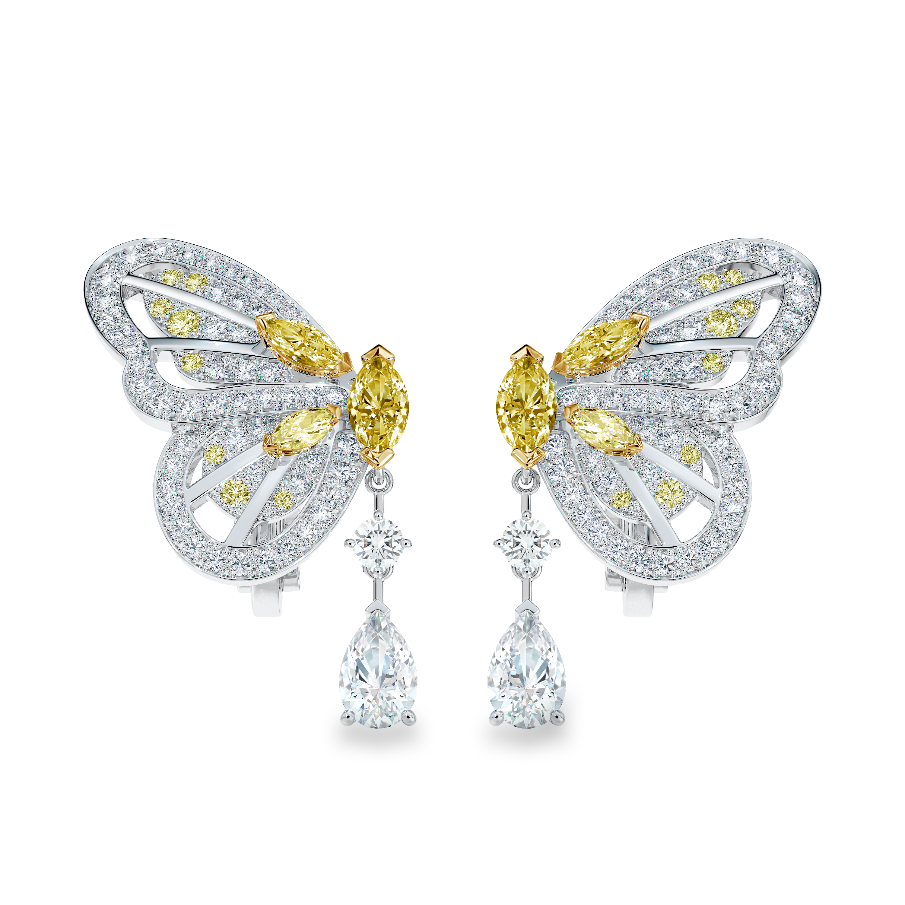Boucles d’oreilles Portraits of Nature butterfly diamants jaunes, image 1