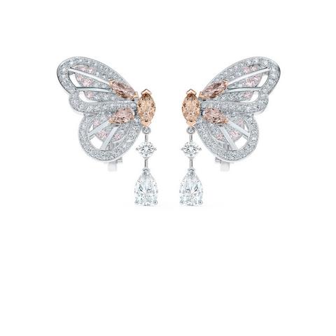 Boucles d’oreilles Portraits of Nature butterfly diamants brun rosé
