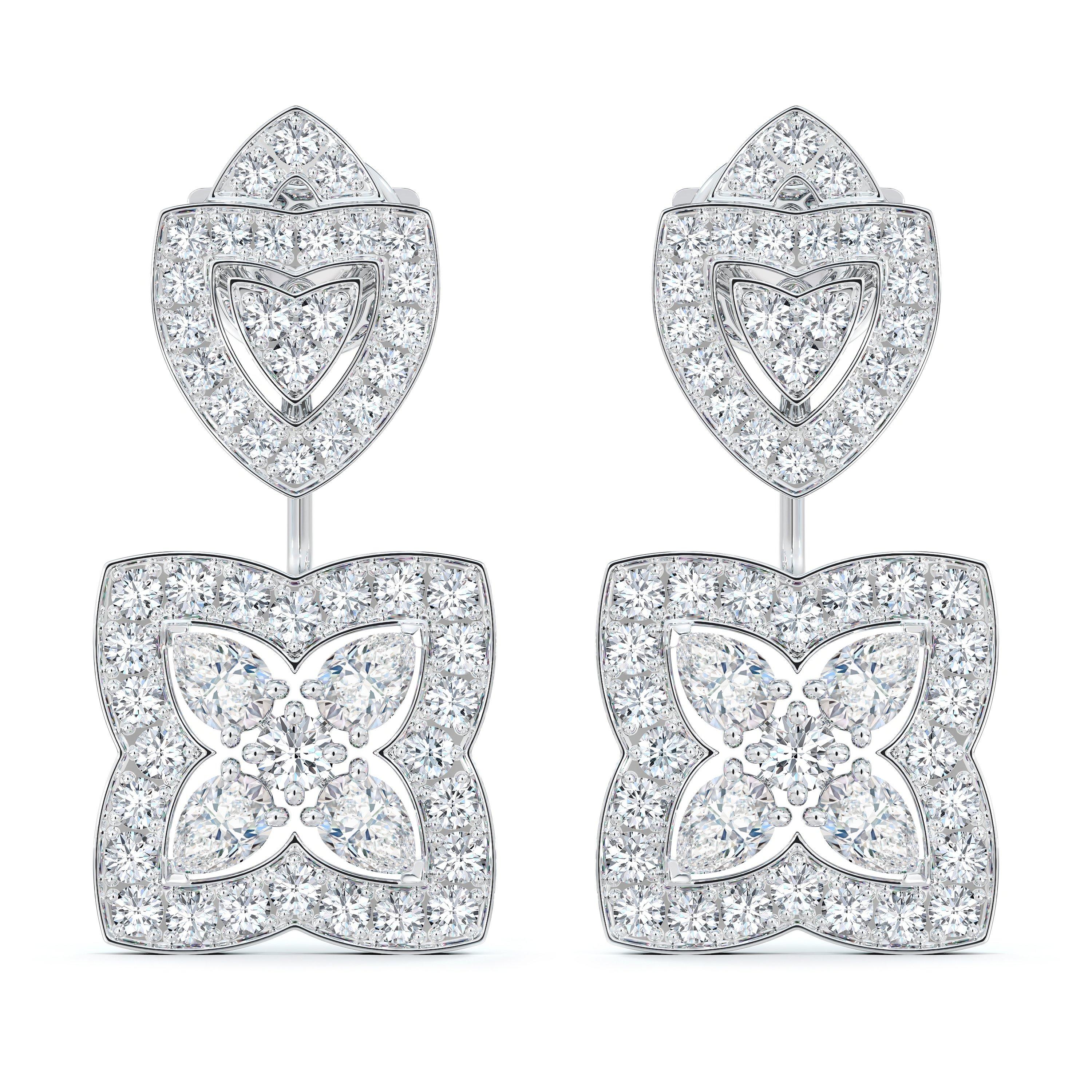 Boucles D’Oreilles Enchanted Lotus en Or Blanc, image 1