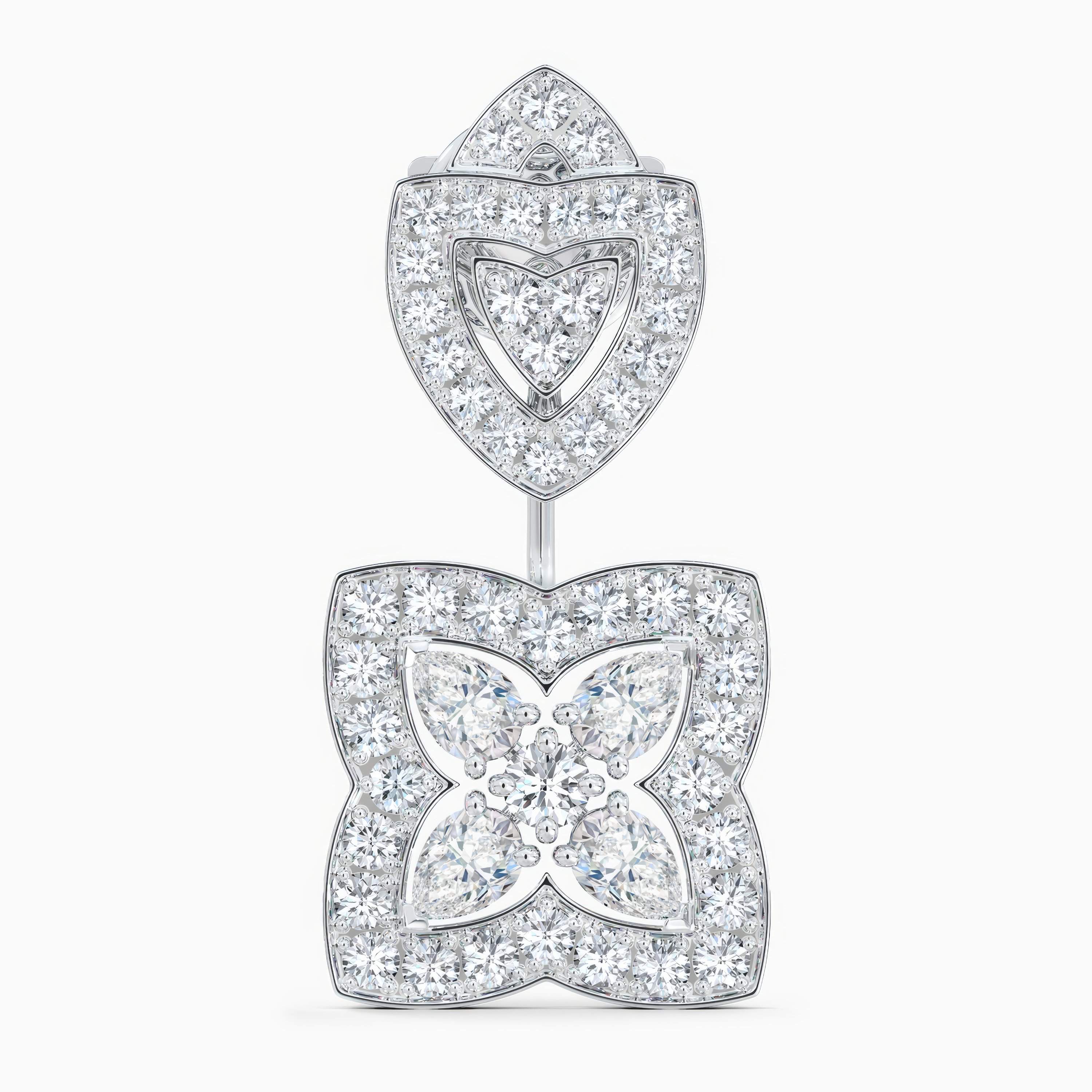 Enchanted Lotus drop earrings in white gold Enchanted Lotus drop earrings in white gold, image 2