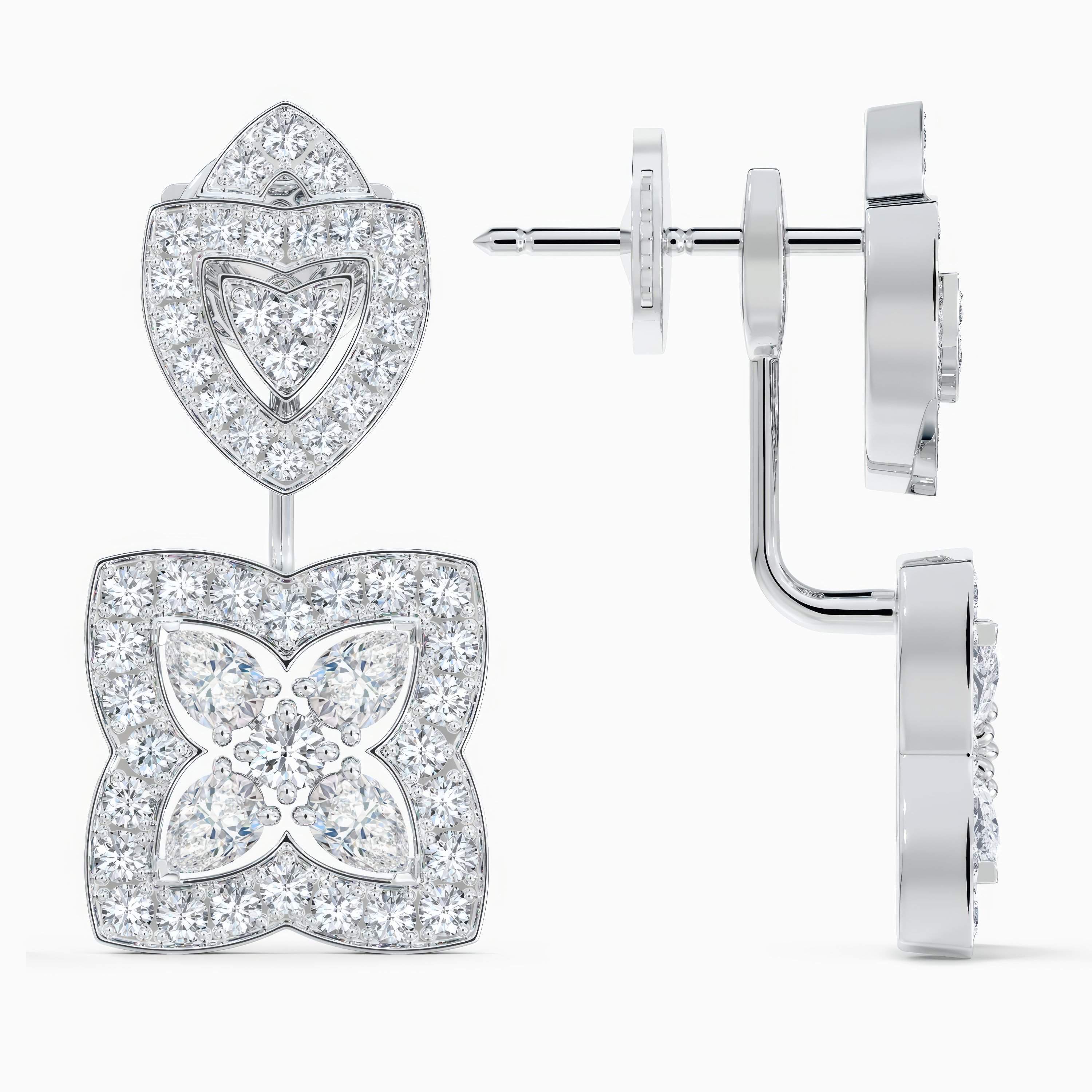 Enchanted Lotus drop earrings in white gold Enchanted Lotus drop earrings in white gold, image 5