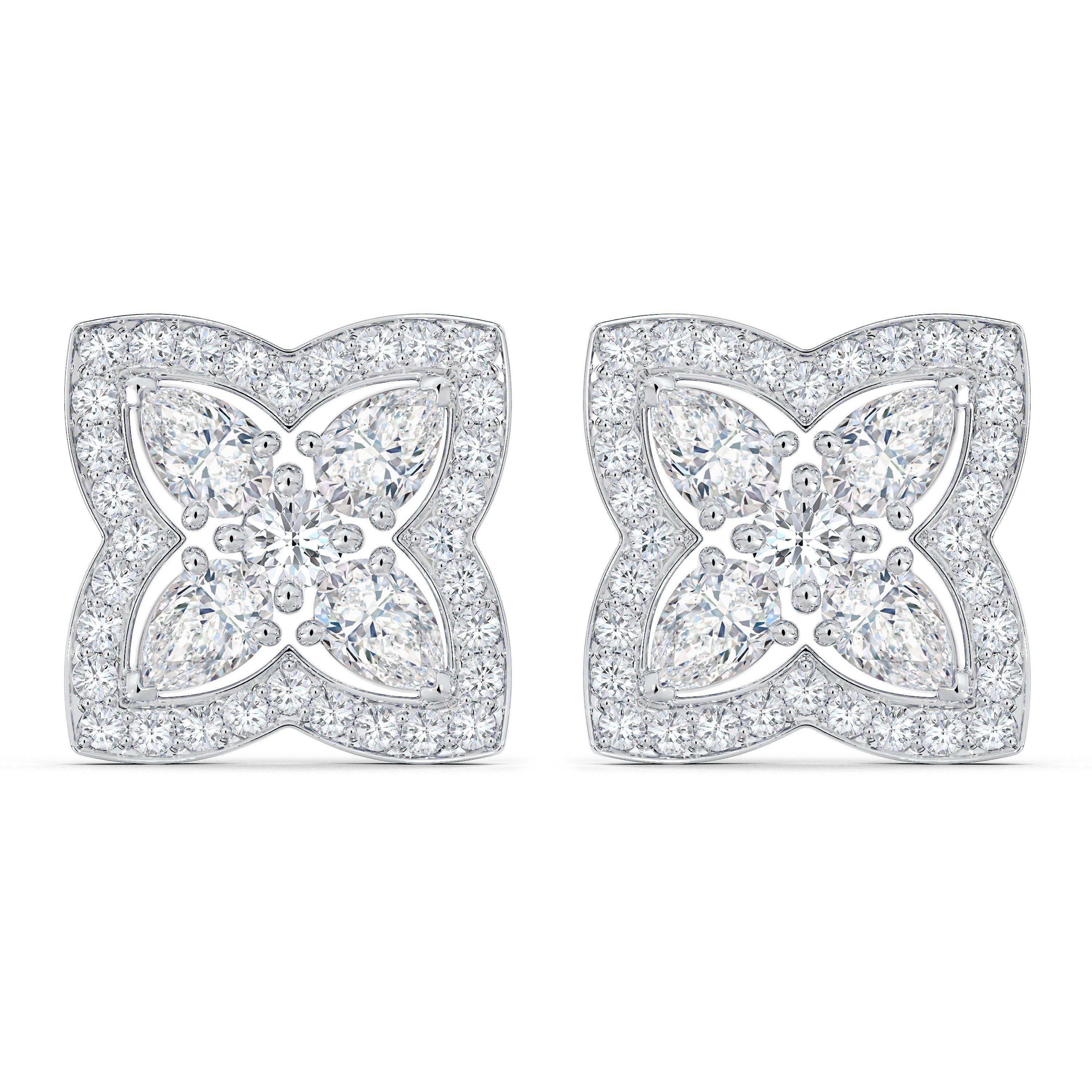 Enchanted Lotus Stud Earrings in White Gold, image 1