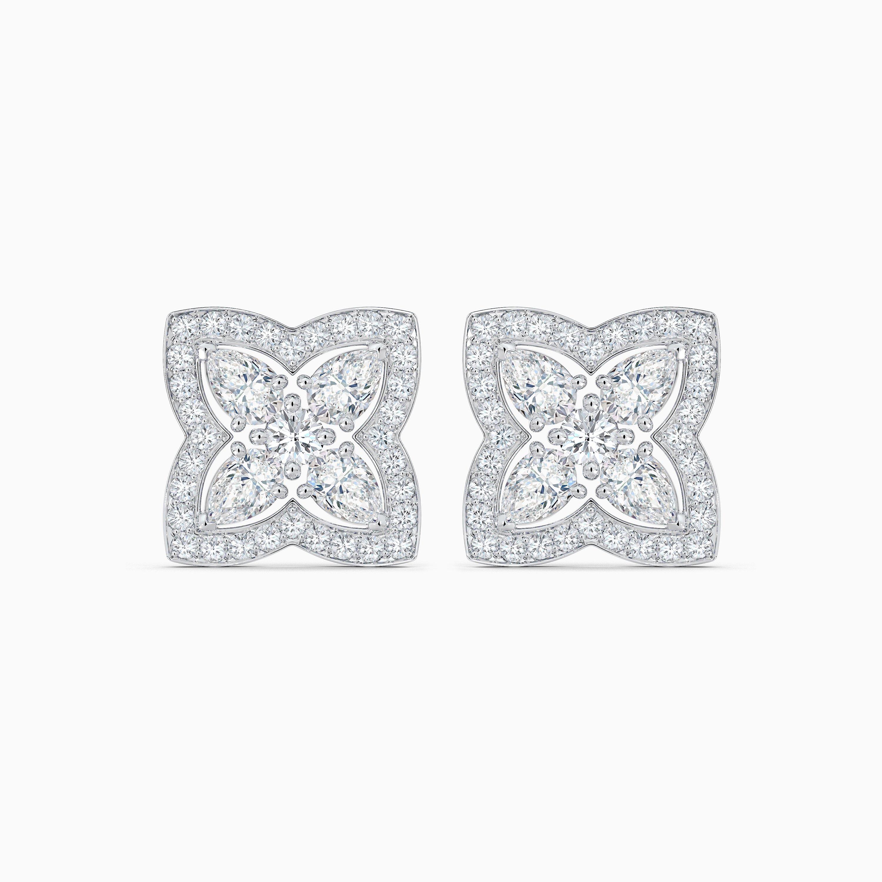 Enchanted Lotus Stud Earrings in White Gold, image 1