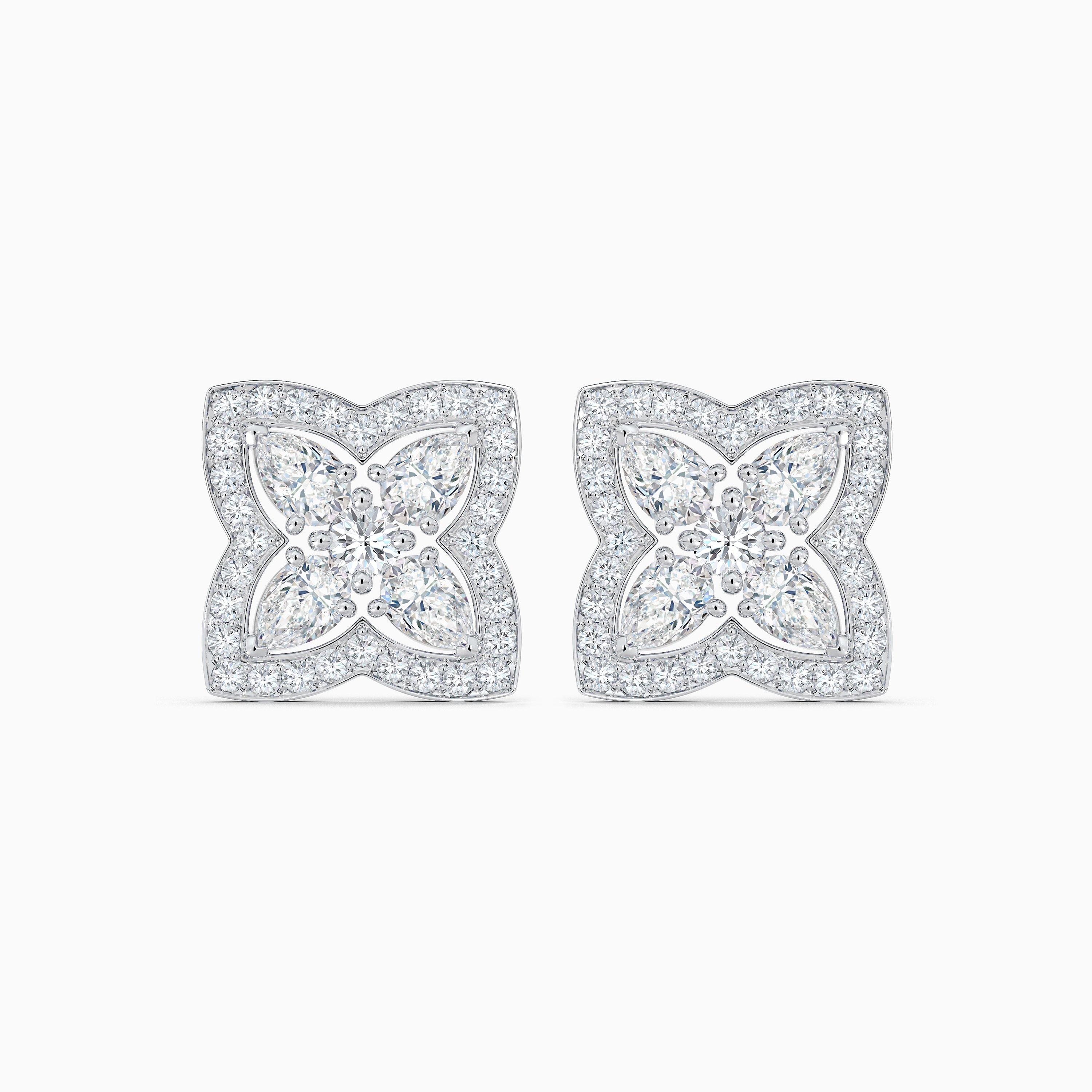 Lotus by DE BEERS white gold diamond stud earrings