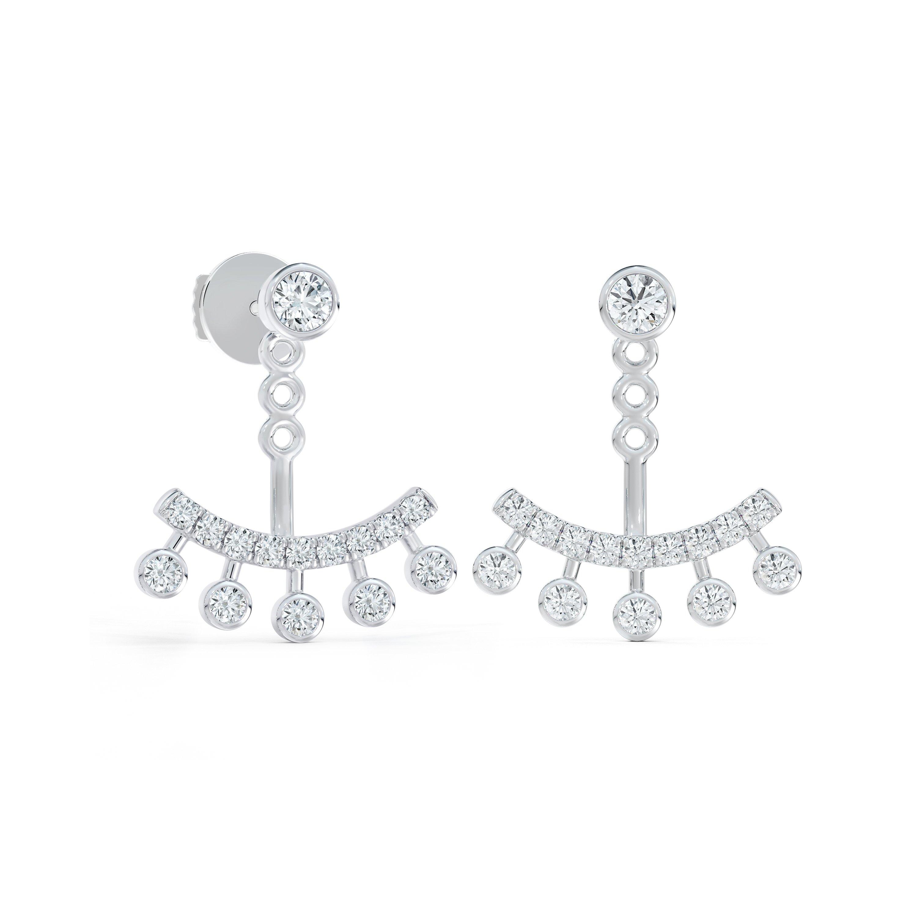 de Beers Jewellers 18kt White Gold Diamond Arpeggia Three Line Earrings - Silver