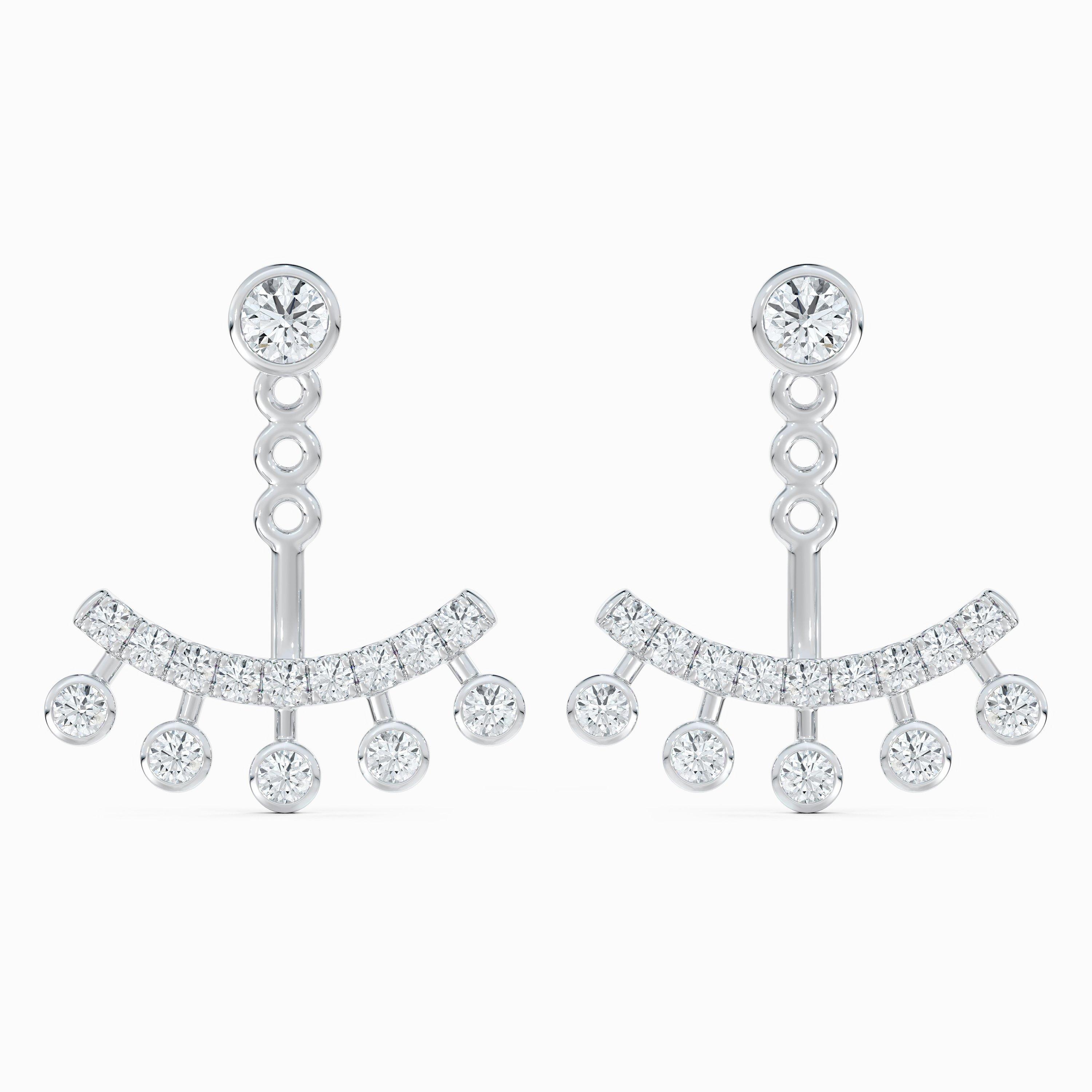 Dewdrop Jacket Earrings in White Gold, image 1